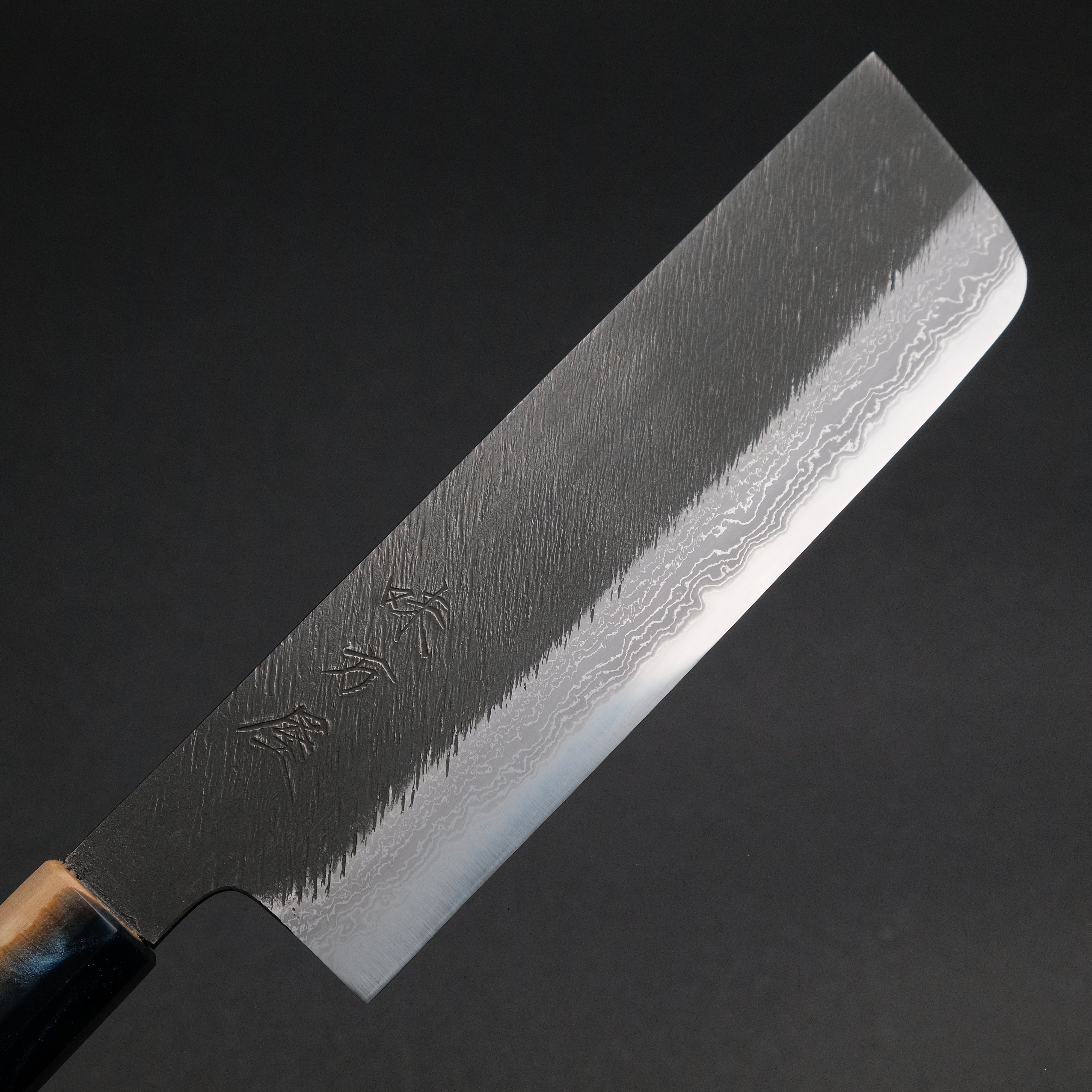 Ajikataya White #2 Matsuba Damascus Nakiri Knife 180mm - Premium Japanese Kitchen Knife with Olive Wood & Resin Handle (#16) - Perfect for Sushi, Vegetables & Precision Cutting