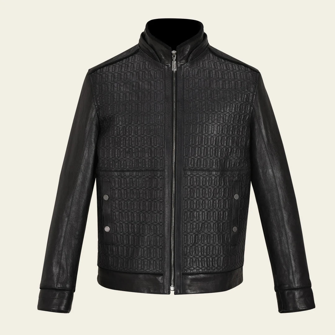 Men's Cuadra Black Leather Jacket - Stylish Casual Fashion Dress Coat for Everyday Wear | Perfect for Outings, Dates & Nightlife