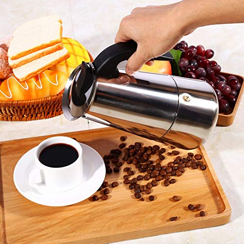 450ml Stainless Steel Moka Pot - Italian Espresso Maker for Stovetop, Induction, Gas & Electric - Perfect for Home, Office & Camping Coffee Brewing