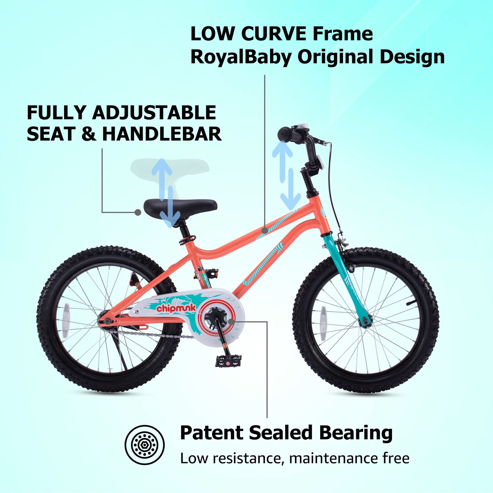 RoyalBaby Kids Bicycle for Boys & Girls Ages 3-9 Years - 12/14/16/18 Inch Lightweight Summer Bike with Training Wheels - Perfect for Outdoor Play, Park Rides & Neighborhood Cycling Adventures