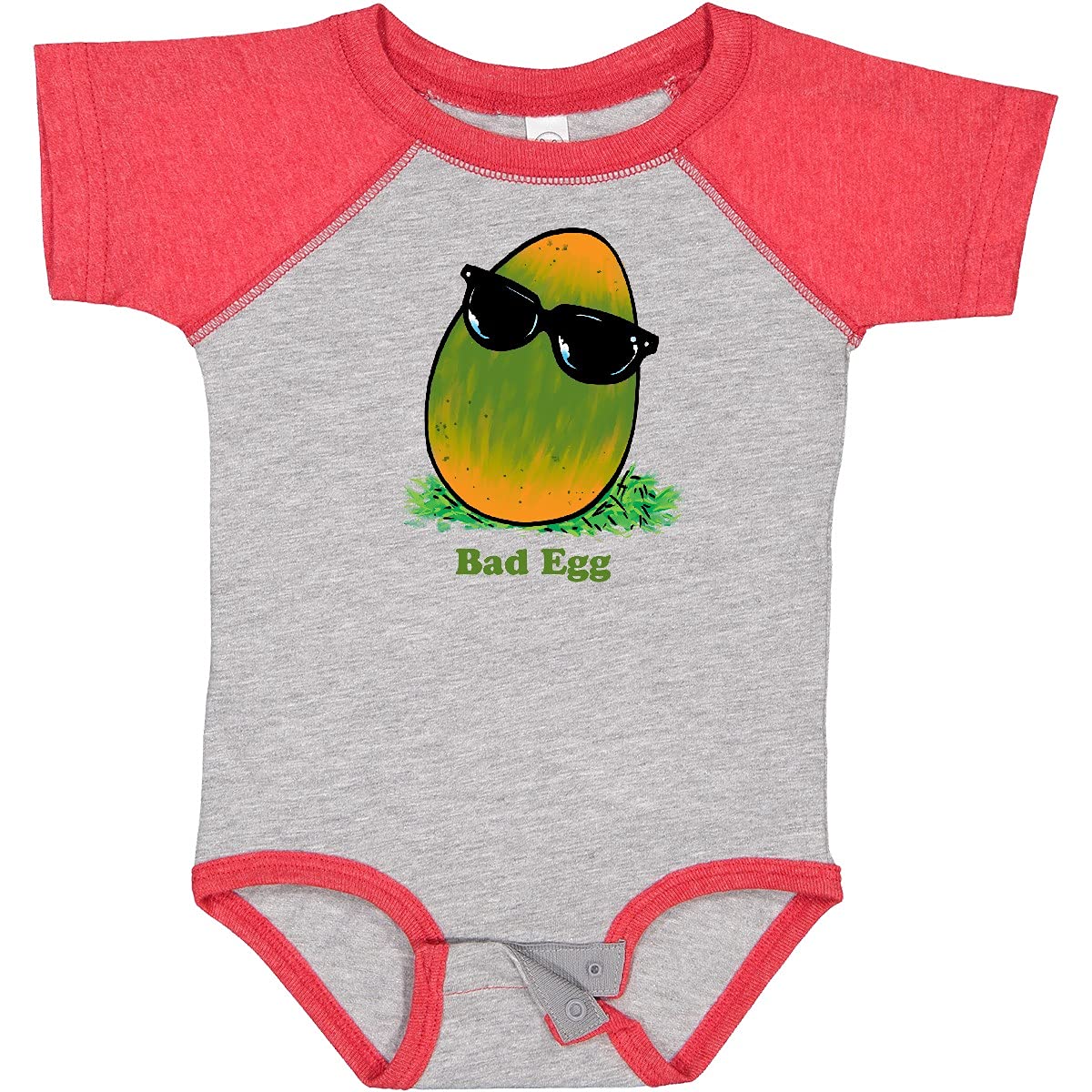 Inktastic Easter Green and Yellow Bad Egg with Sunglasses Baby Bodysuit - Cute Easter Outfit for Infants, Funny Holiday Onesie for Boys & Girls - Perfect for Easter Photos, Family Gatherings & Spring Celebrations