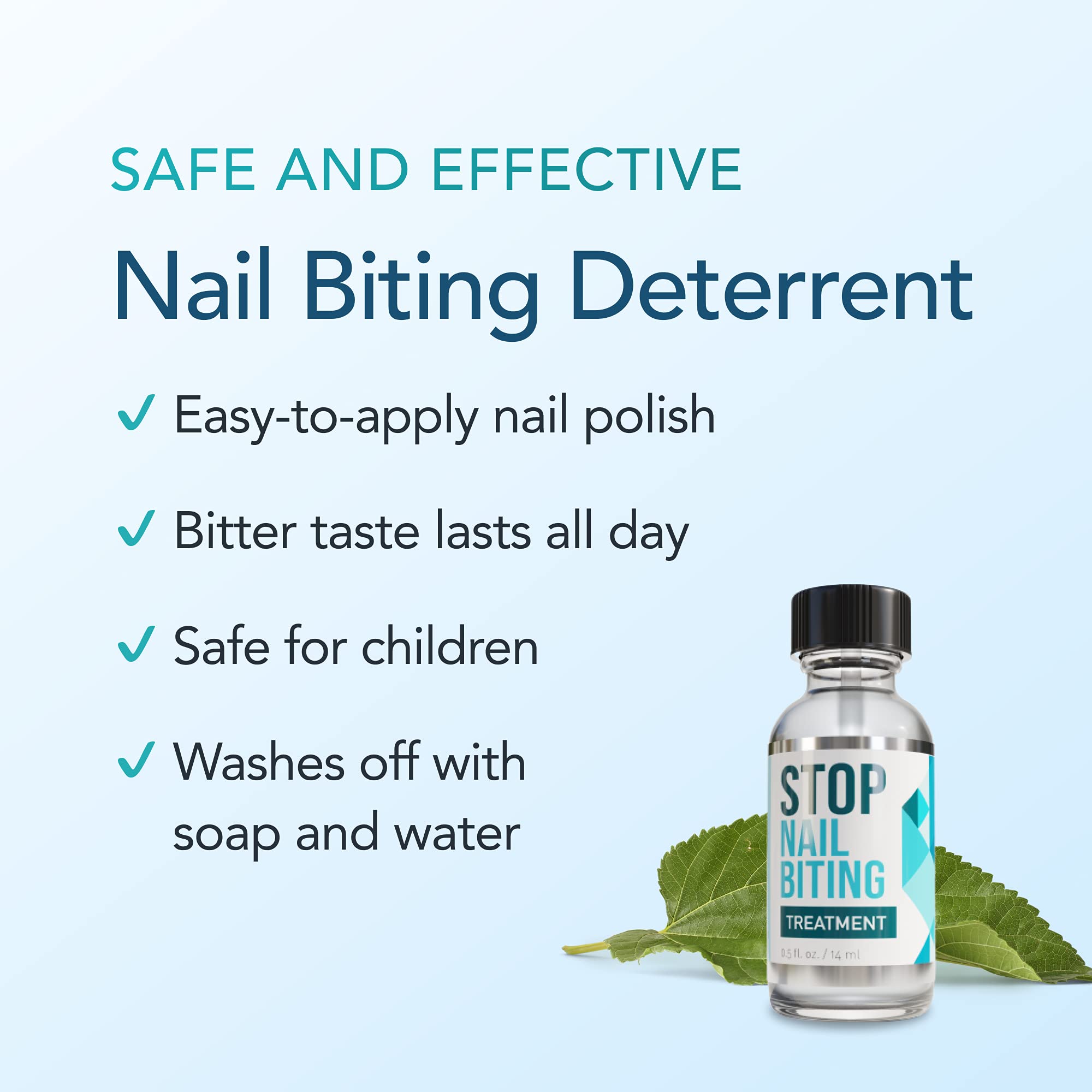 Stop Nail Biting Treatment - Bitter-Tasting Clear Nail Polish to Prevent Nail Biting & Thumb Sucking - Safe for Kids & Adults - Nail Strengthener for Healthy Growth (0.5 fl oz) - Perfect for Home, School & Travel Use