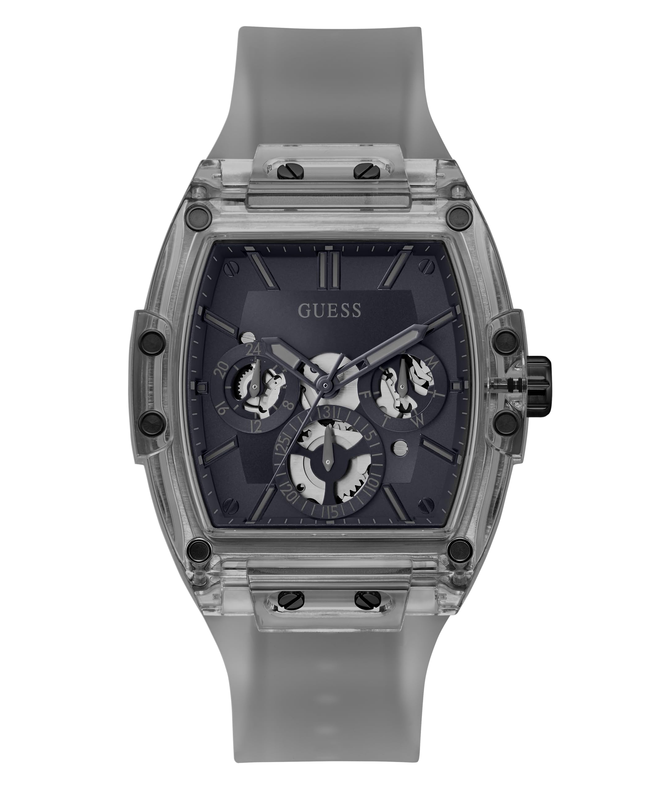 GUESS Men's Trend Tonneau 43mm Stainless Steel Watch - Water Resistant, Fashionable Chronograph for Business, Casual & Formal Wear
