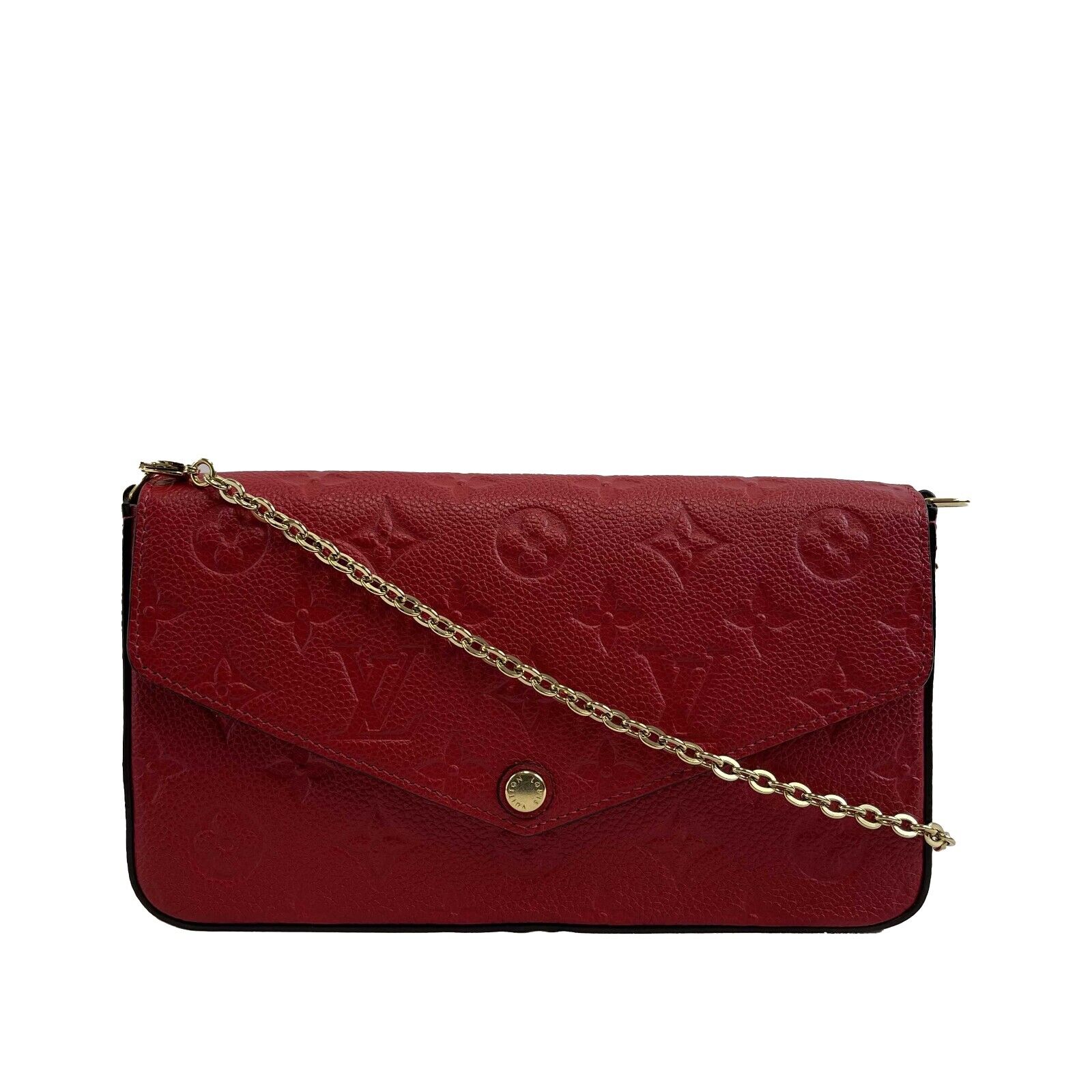Louis Vuitton Felicie Pochette Monogram Empreinte Leather Crossbody Bag in Red | Luxury Designer Handbag for Women | Perfect for Date Night, Parties & Everyday Use