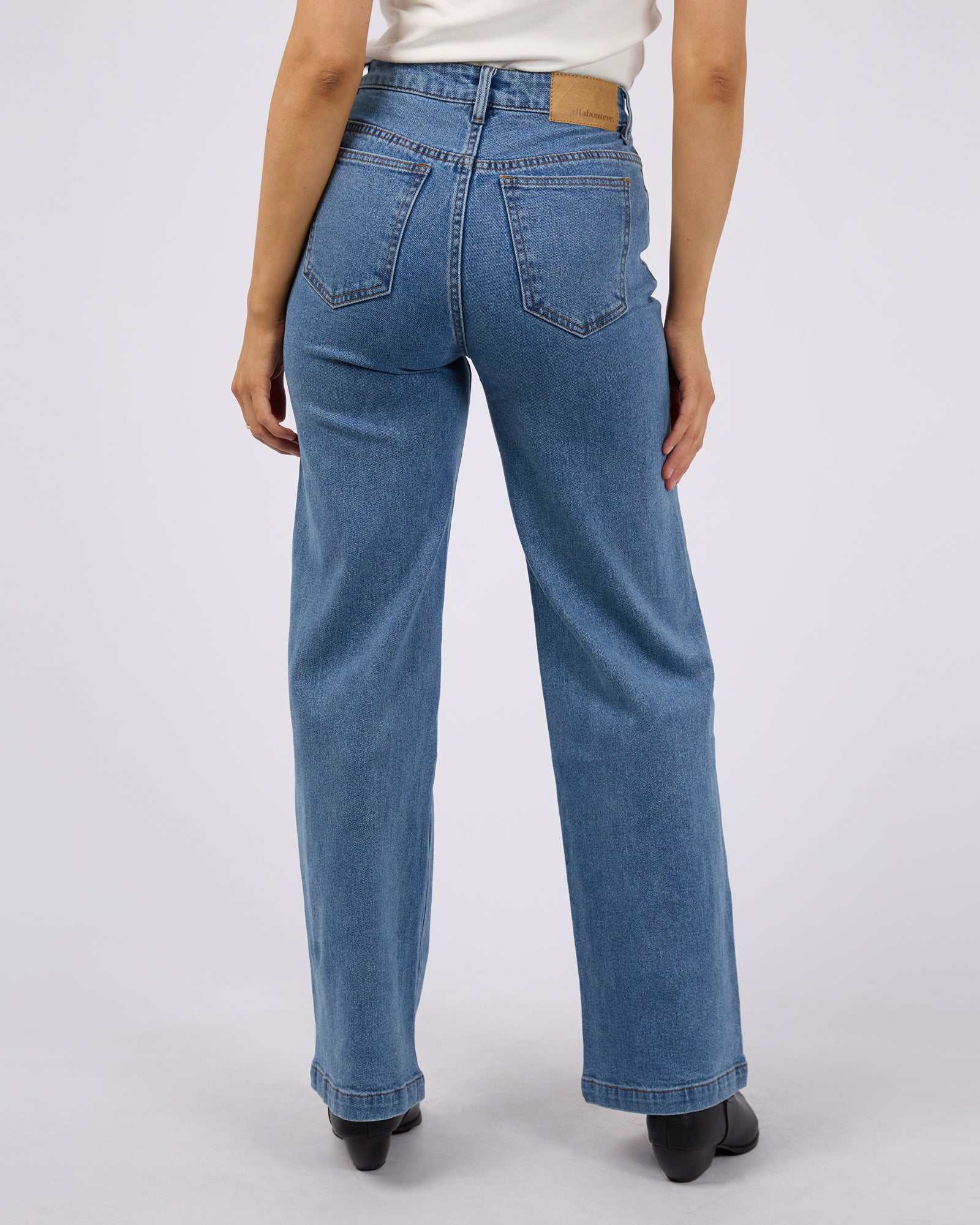 All About Eve Jacqui Wide Leg Heritage Blue Jeans - Women's High Waist Distressed Denim Pants for Casual & Boho Style Outfits