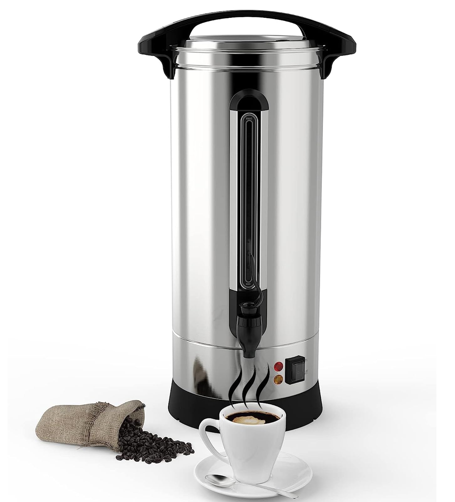 Garvee 60 Cup Commercial Coffee Urn - 10L Large Stainless Steel Coffee Dispenser for Church, Office, Events | Food Grade, Durable & Easy to Clean | Perfect for Meetings, Weddings, Catering Services