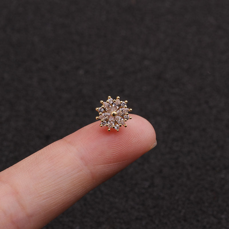 20G Cartilage Flower Stud Rose Gold Earrings for Women | HSPJ1952 | Elegant Floral Earrings for Daily Wear, Parties & Special Occasions