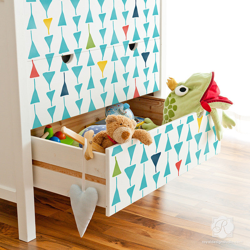 Triangulations Furniture Stencil - Geometric Wood Painting Template for DIY Home Decor, Cabinets & Walls | Perfect for Crafts, Upcycling & Interior Design Projects