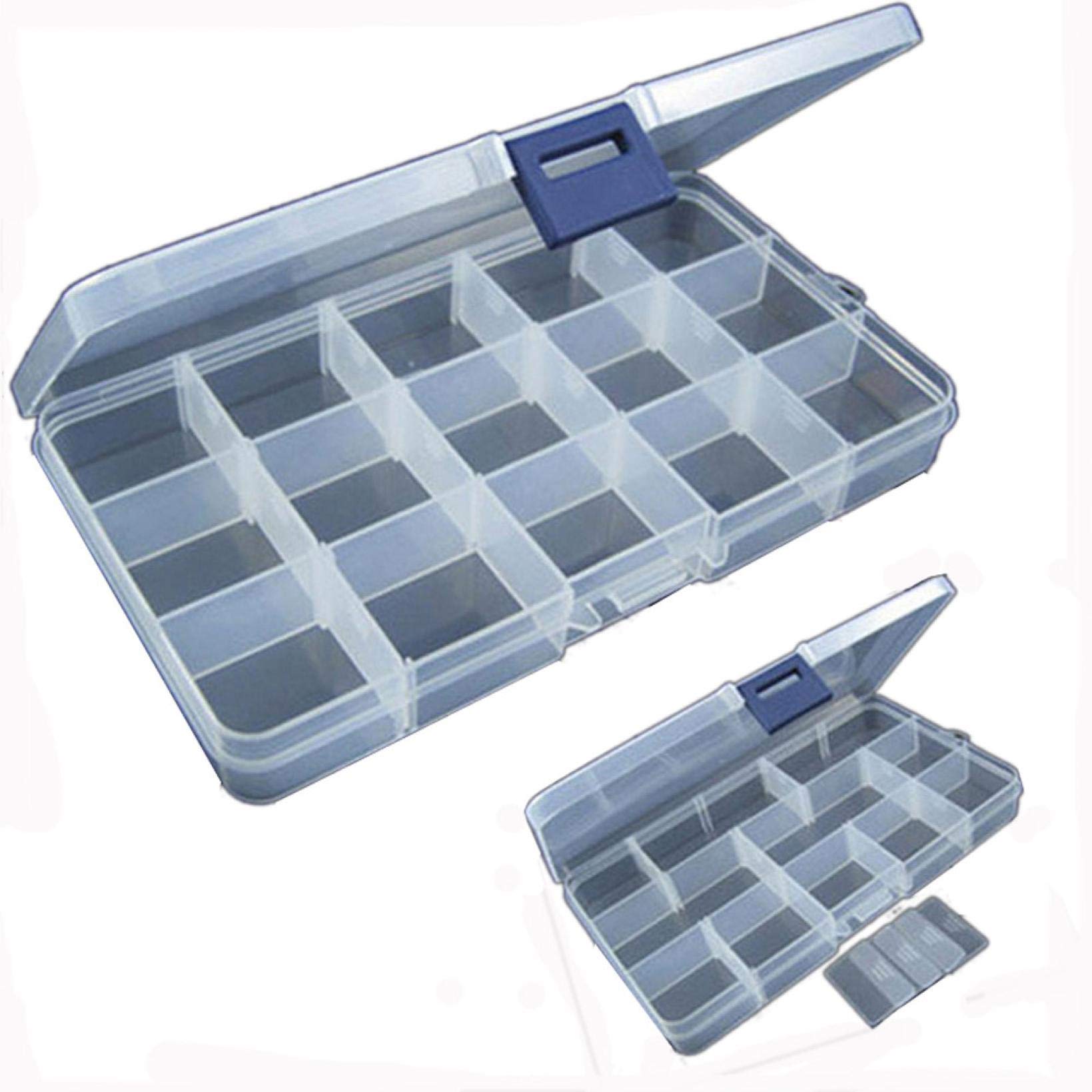 15 Compartments Fishing Tackle Box - Portable Waterproof Hard Plastic Lure Organizer with Clear Lid | Durable Tackle Storage Case for Bass, Trout & Saltwater Fishing | Perfect for Boat, Shore & Kayak Fishing Trips