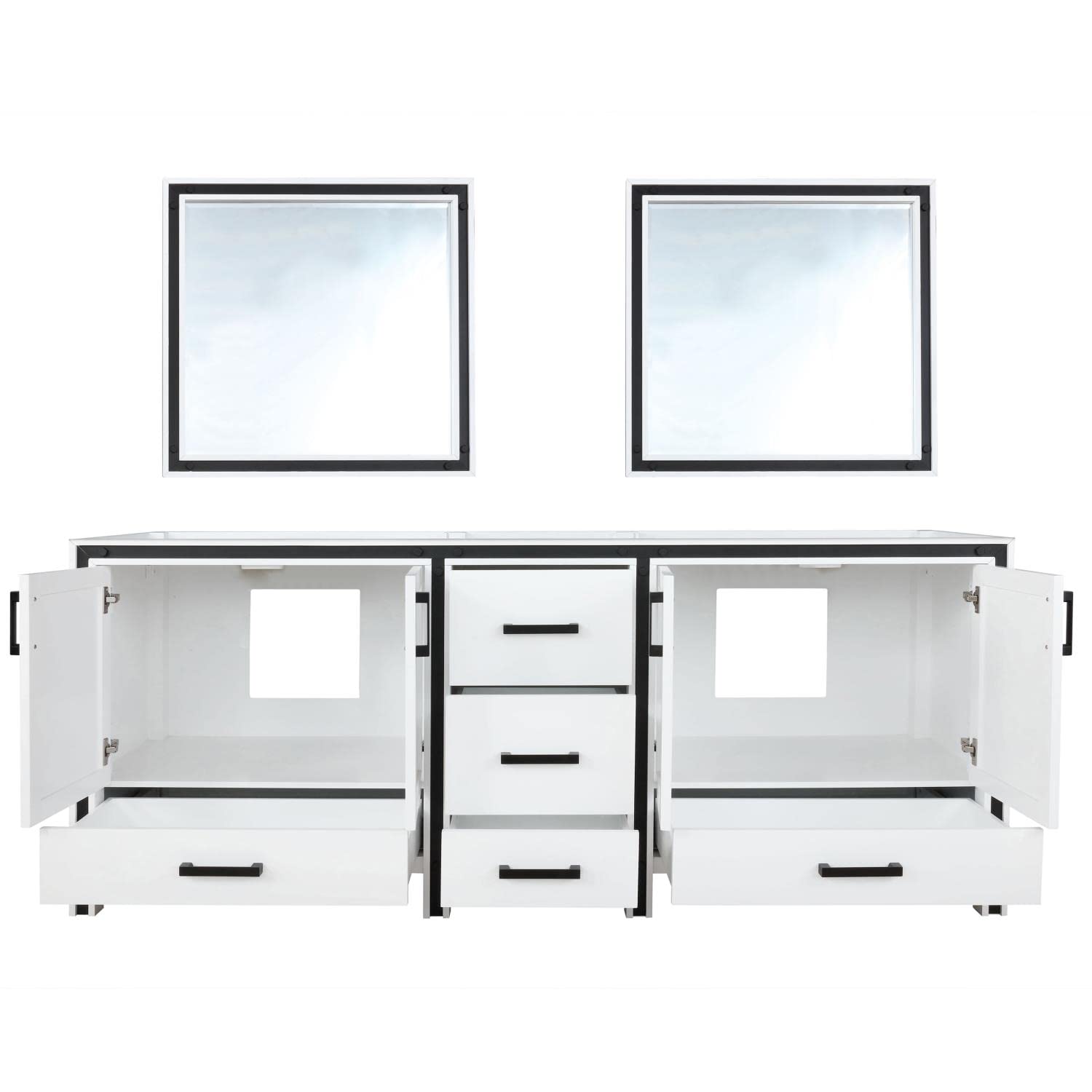 Ziva 84 Inch Wide x 22 Inch Deep White Double Bathroom Vanity Set with 34 Inch Mirrors - Perfect for Master Bathroom or Guest Bath Remodel