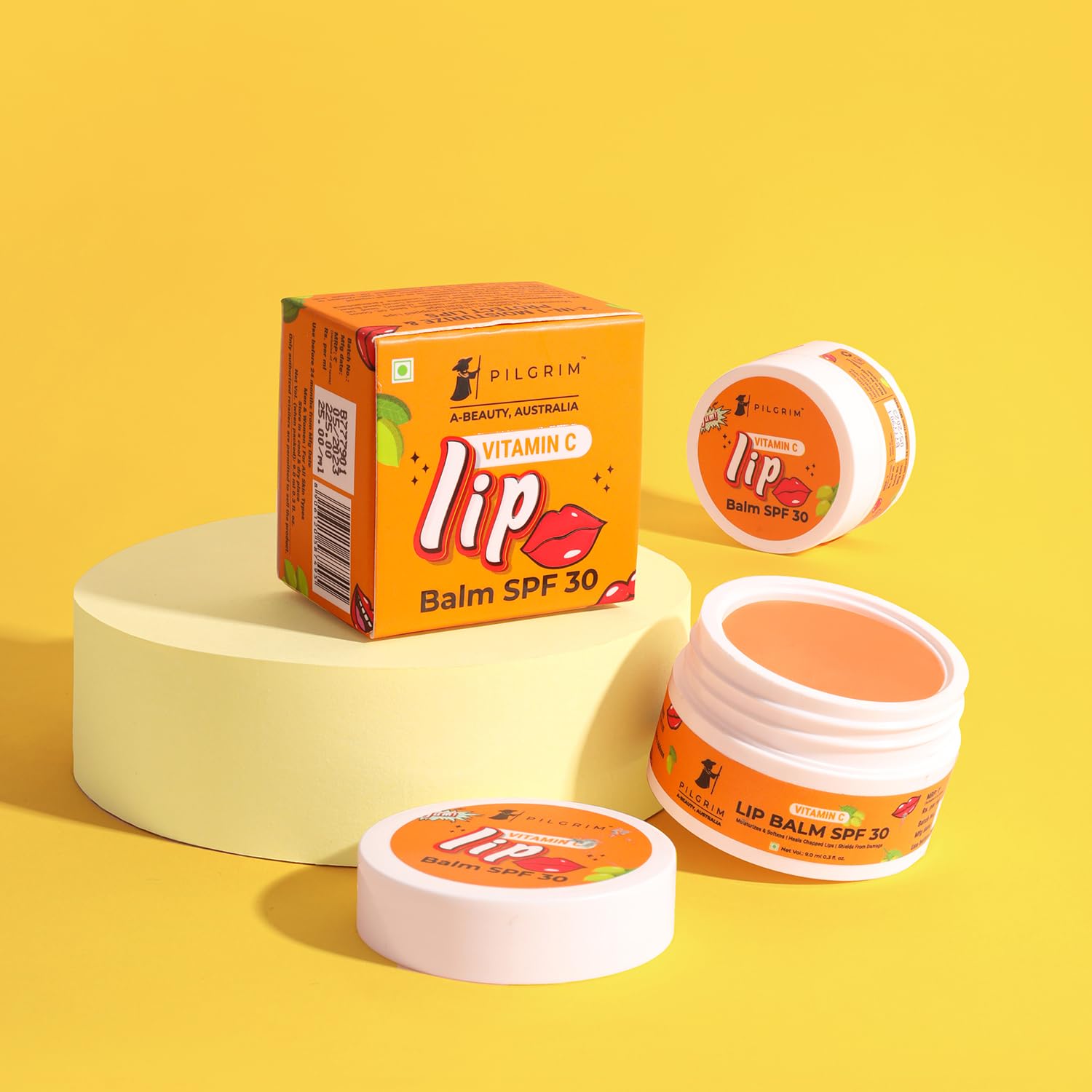 Pilgrim Vitamin C SPF 30 Lip Balm with Kakadu Plum & Shea Butter - Moisturizing & Soothing Treatment for Dry, Chapped Lips - Unisex Hydrating Lip Care (9g) | Perfect for Outdoor Activities, Daily Sun Protection & Winter Lip Care