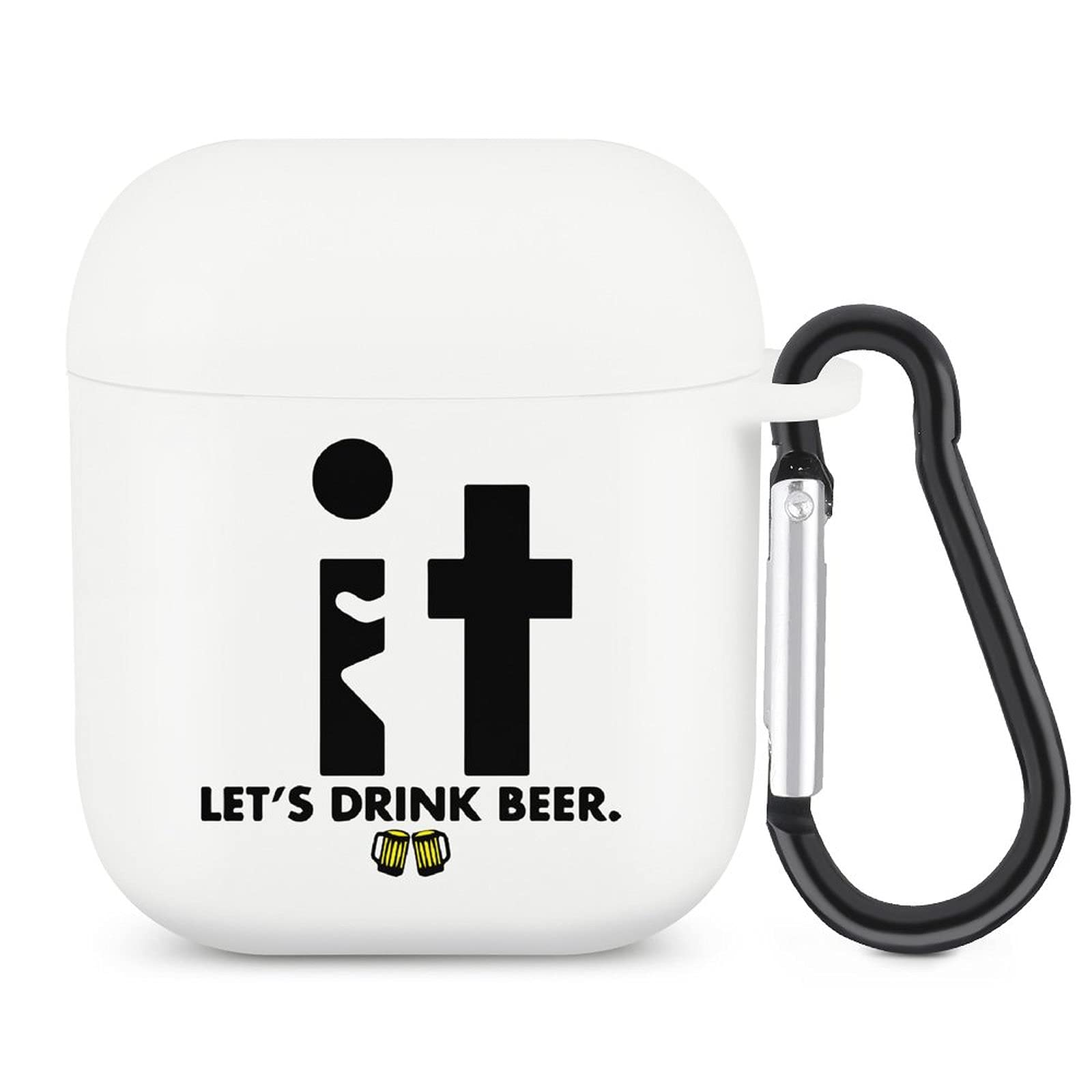 Funny 'FCK It Drink Beer' Printed Silicone Case with Keychain for Apple AirPods 1 & 2 - Protective Cover & Charging Accessory | Perfect for Parties, Gifts & Everyday Use