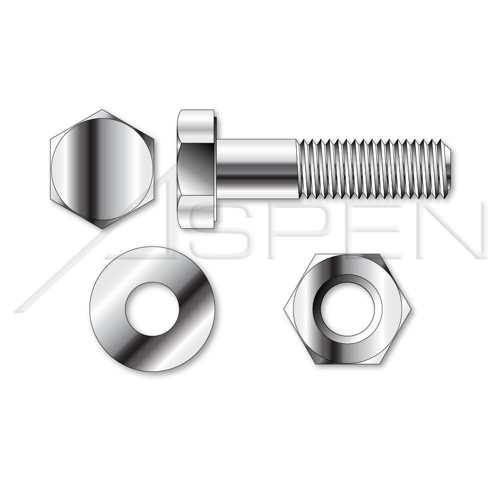 3/4-10 x 14 Hex Bolts Set (3pcs) with Nuts & Washers - Stainless Steel 316 - for DIY & Construction
