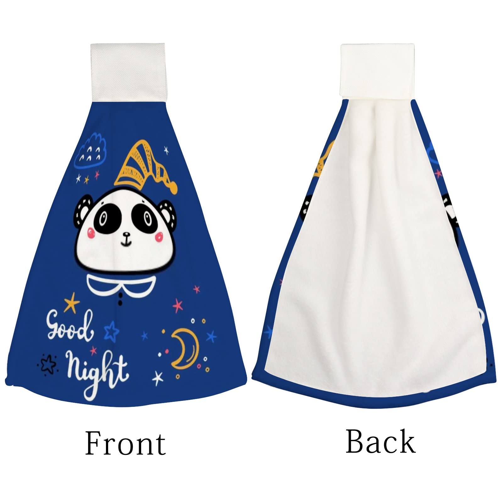 Super Absorbent Kids Panda Bear Hand Towels - 2 Pack, Soft & Machine Washable Hanging Towels with Loop for Kitchen & Bathroom - Perfect for Kids' Bedtime & Bath Time