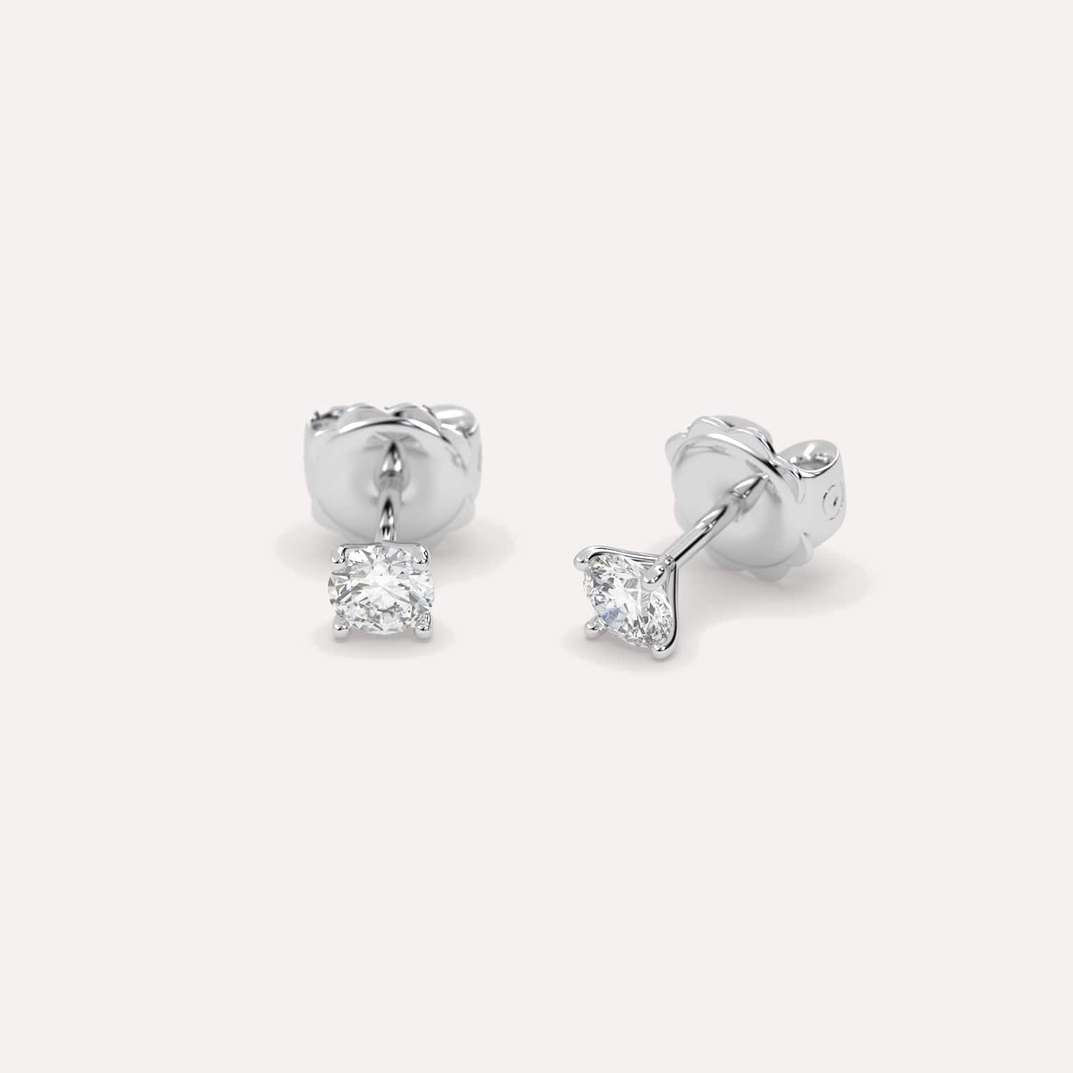 1/2 Carat Round Diamond Stud Earrings - 14K White Gold Dainty Earrings for Women, Perfect for Everyday Wear, Anniversary & Wedding Gifts