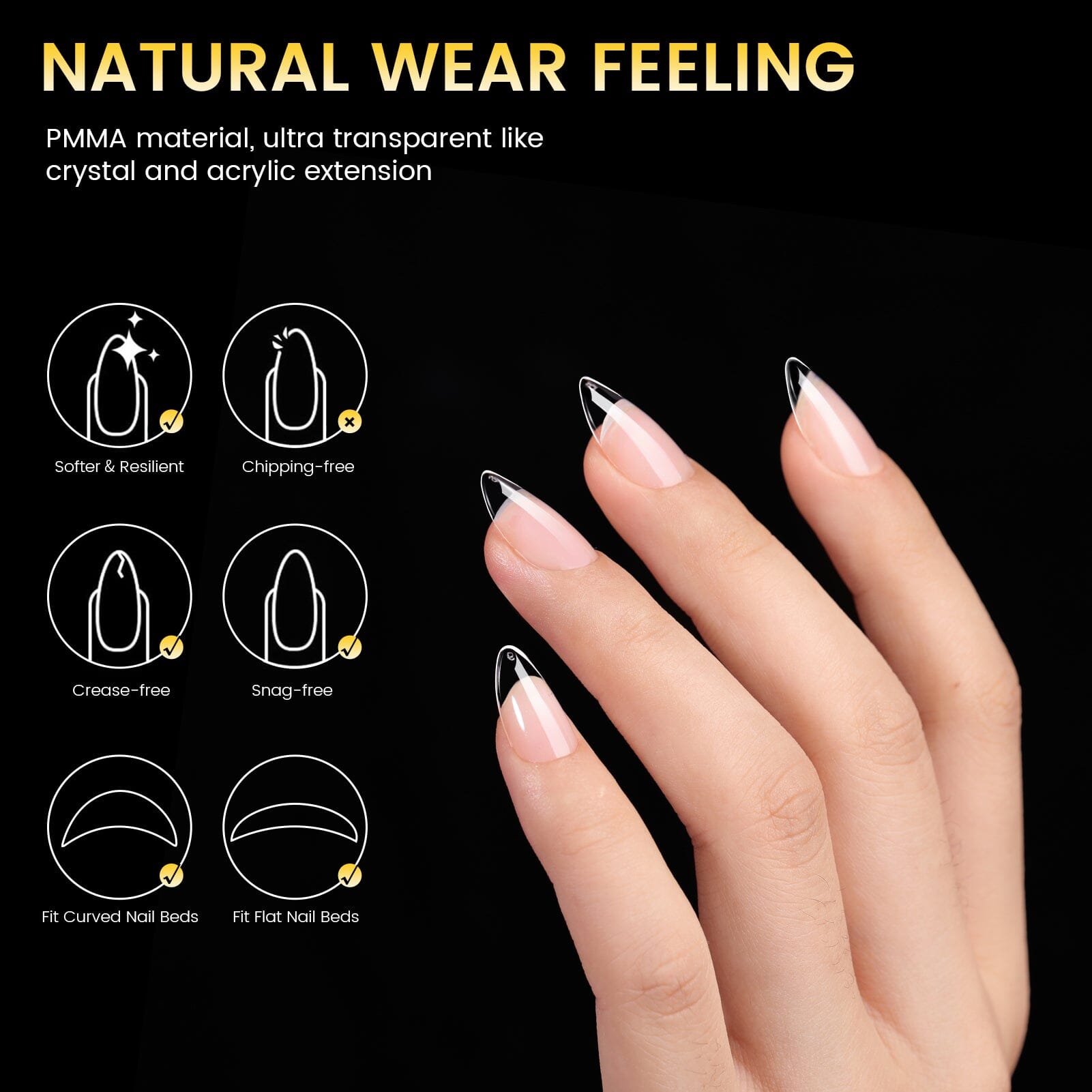 288pcs Short Almond Pre-Filed Nail Tips - 12 Sizes for Natural Look - Perfect for DIY Manicure, Salon & Nail Art