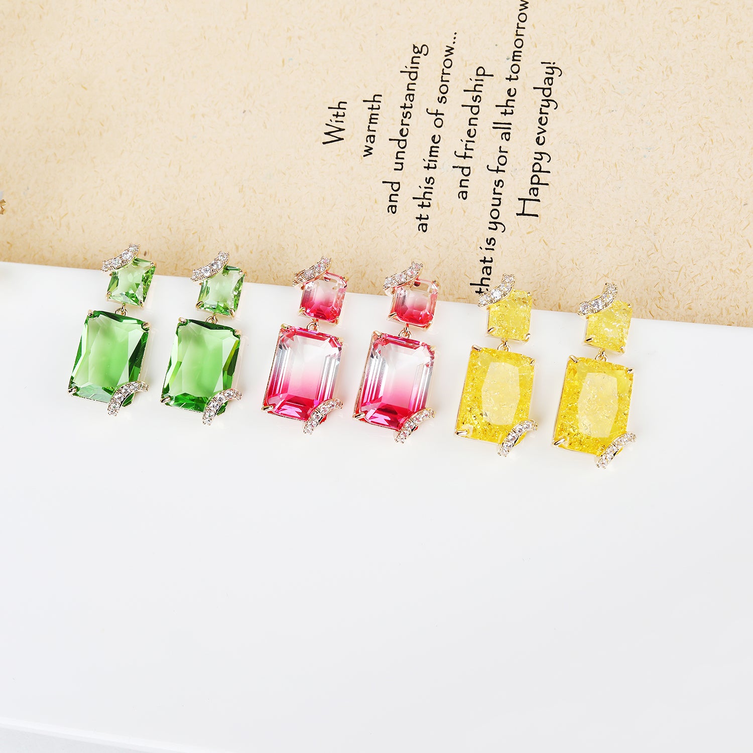 Square Cubic Zirconia Dangle Wedding Earrings for Women - Elegant Bridal Jewelry Accessories - Perfect for Weddings, Parties and Special Occasions