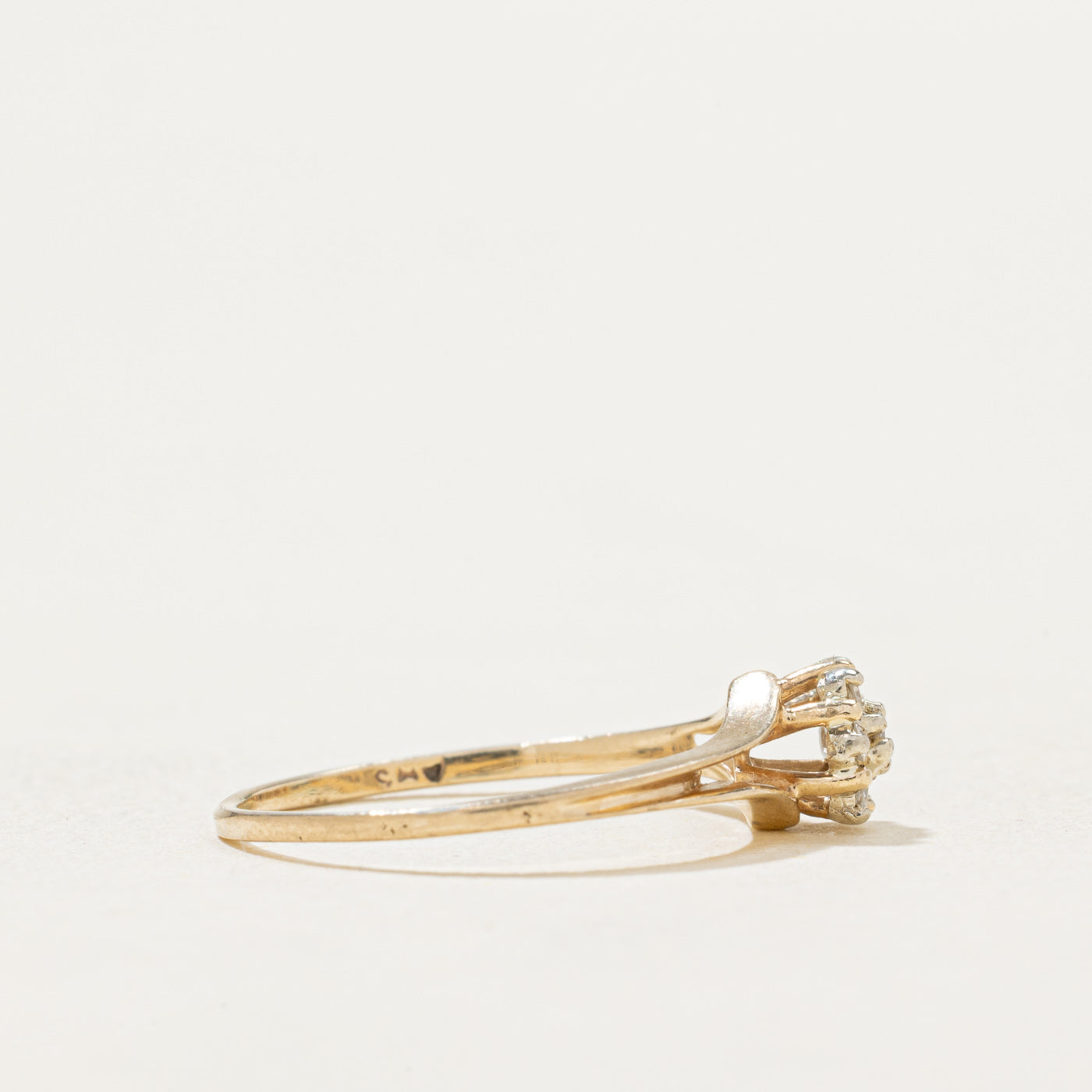 14K Gold Diamond Cluster Tapered Ring - 0.04ctw Size 4 | Elegant Stackable Ring for Women, Perfect for Engagement, Wedding, Anniversary & Everyday Wear