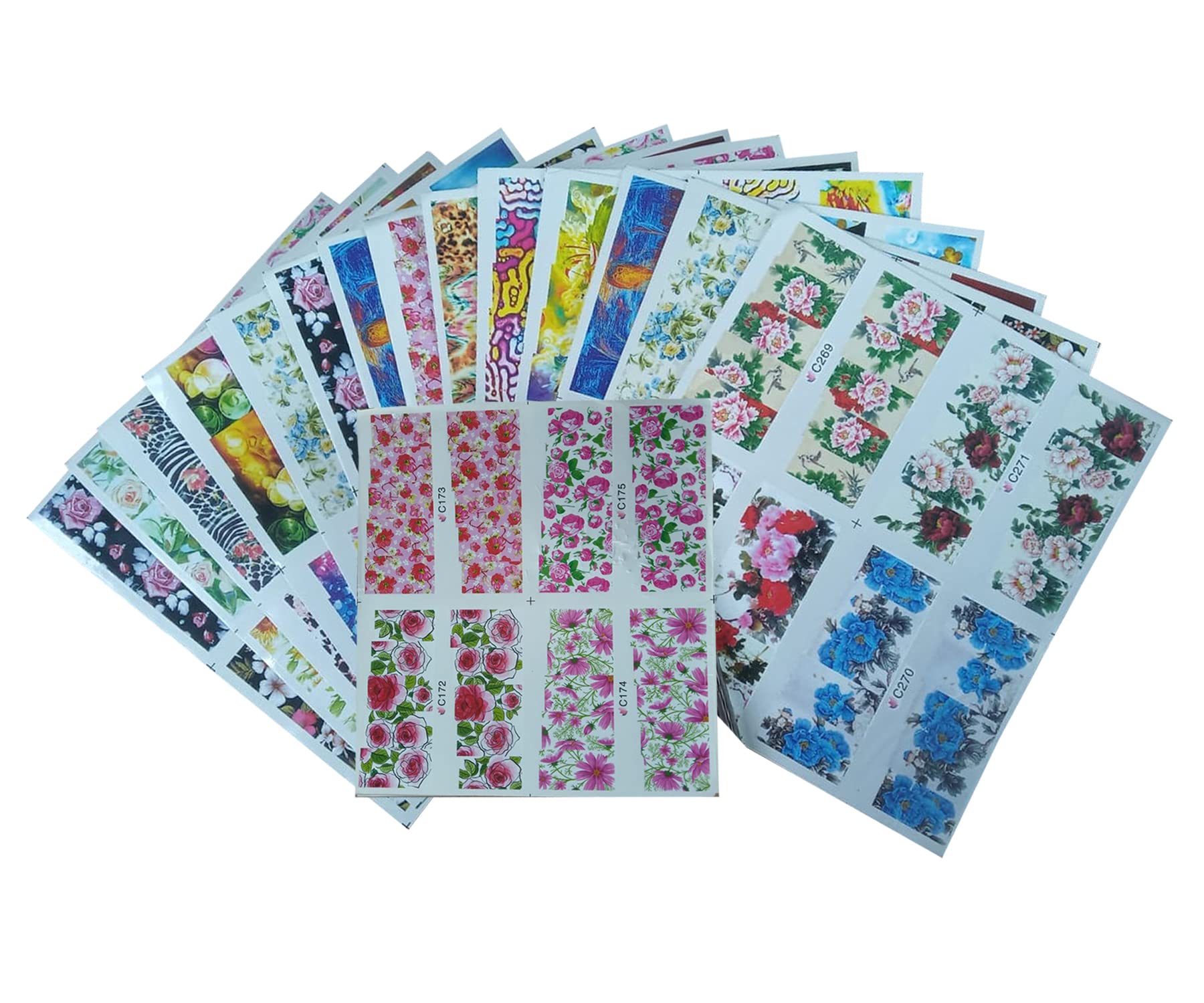 Liv'Oliv Self-Adhesive Nail Art Water Decals - 8PC Random Design Manicure Stickers for DIY Nail Decorations | Perfect for Salon, Home Use & Party Nail Art
