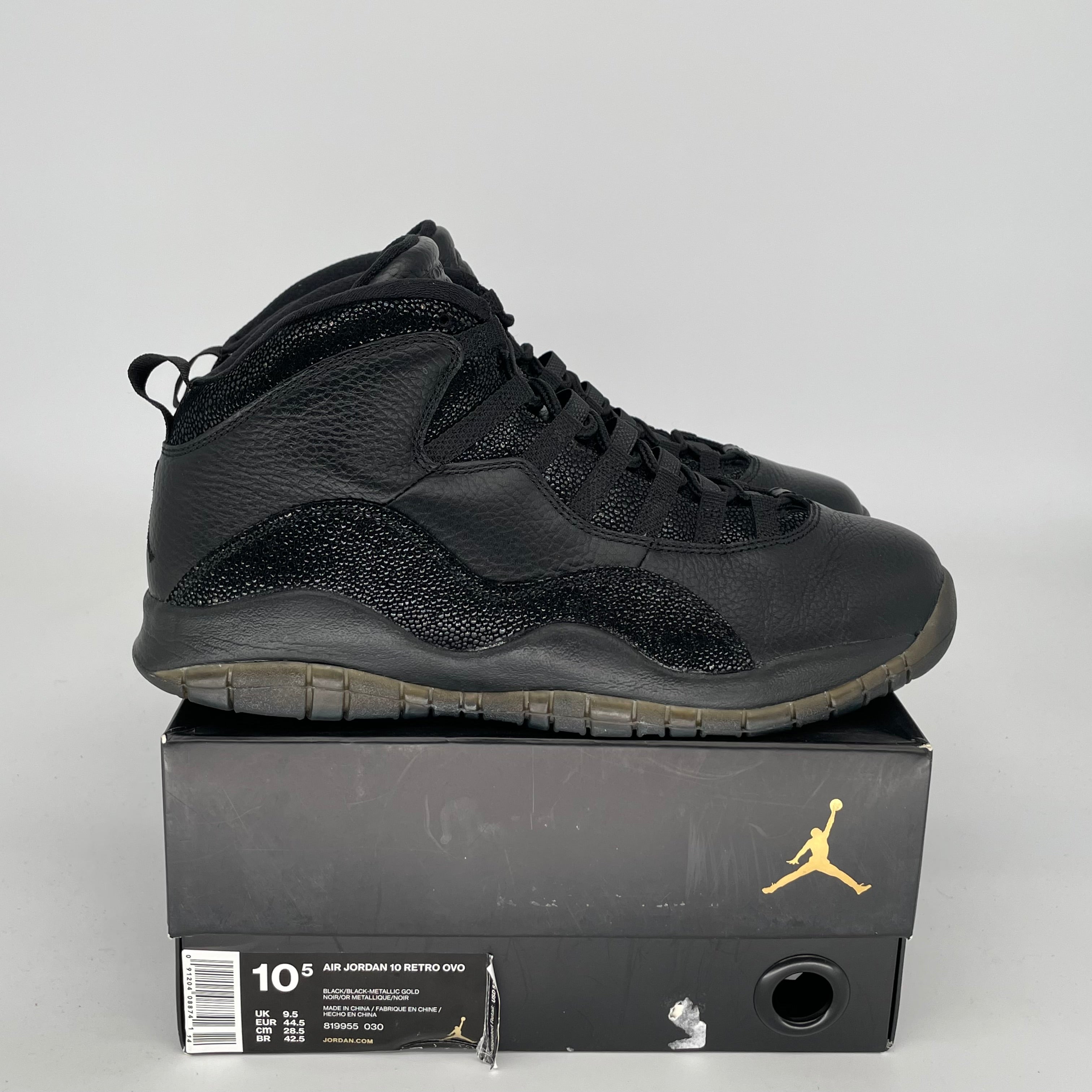 AIR JORDAN 10 DRAKE OVO Black Men's Basketball Shoes Size 10.5 (819955-030) - Limited Edition Sneakers for Streetwear & Basketball Games