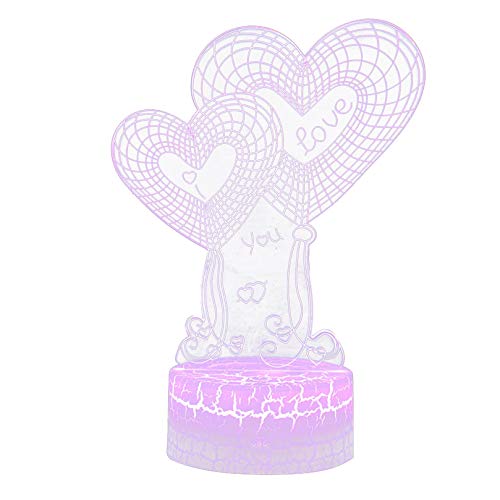 3D Love LED Night Light with Colorful Gradient & Remote Control - Romantic Mood Lighting for Bedroom, Valentine's Day Gift (White) - Perfect for Couples, Home Decor, and Relaxing Ambiance