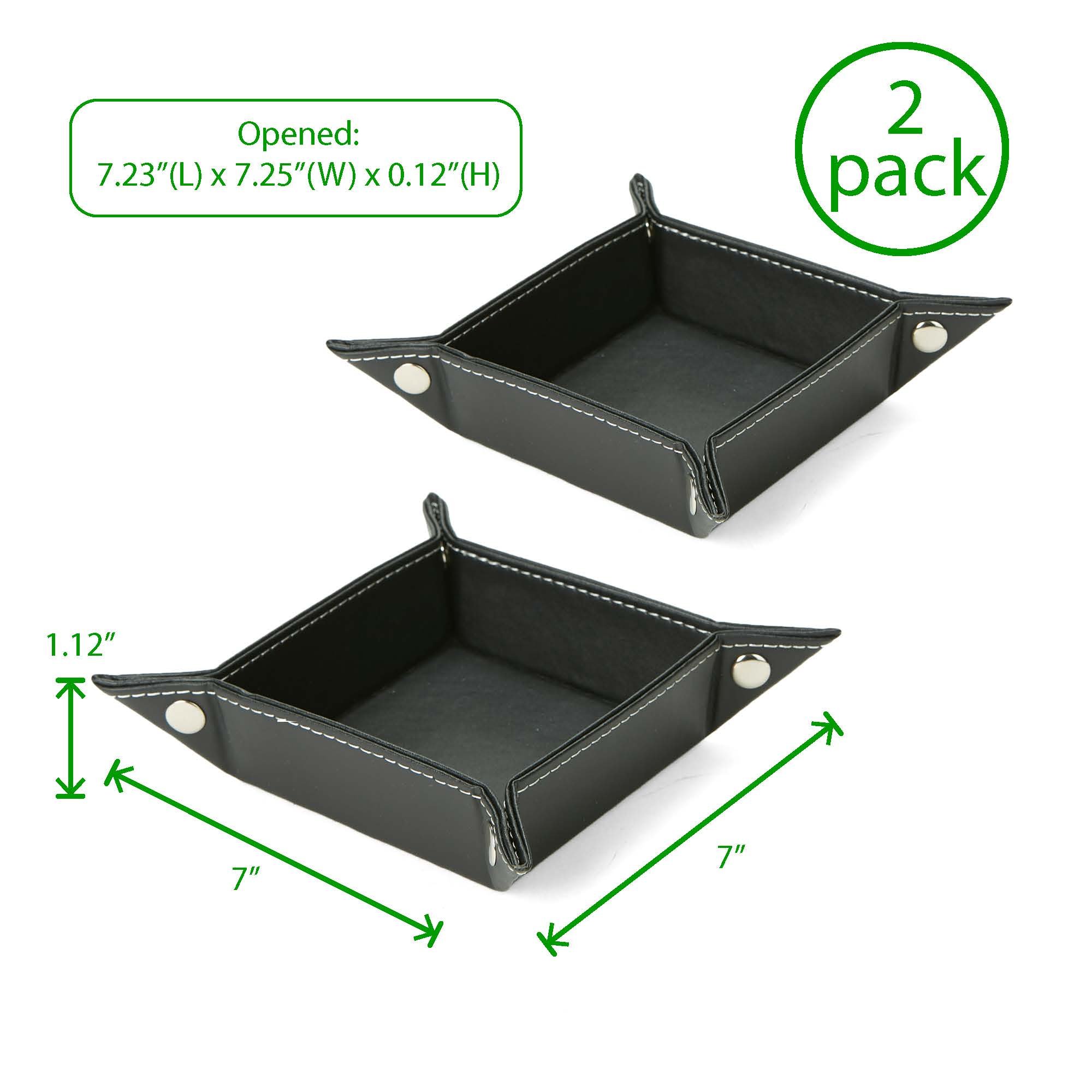 Mind Reader CATCH2-BLK Black Leather Jewelry Organizer Tray - Perfect for Rings, Watches, Coins, Wallets & Candy Storage | Elegant Home & Travel Accessory Organizer Box