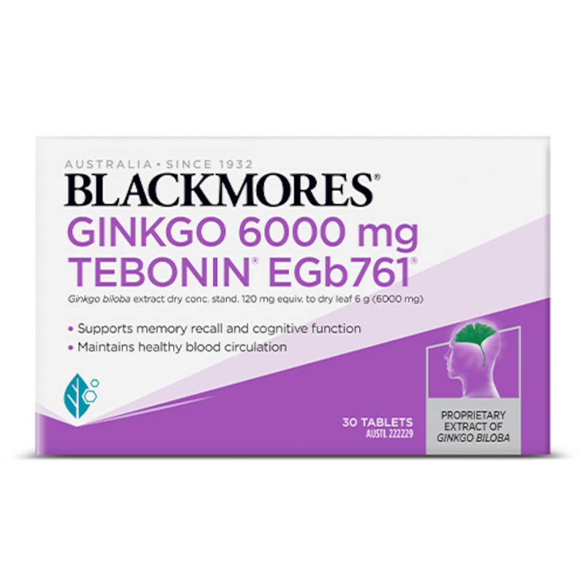 Blackmores Ginkgo 6000mg Supplement for Memory & Brain Support - Natural Cognitive Enhancement for Students & Professionals