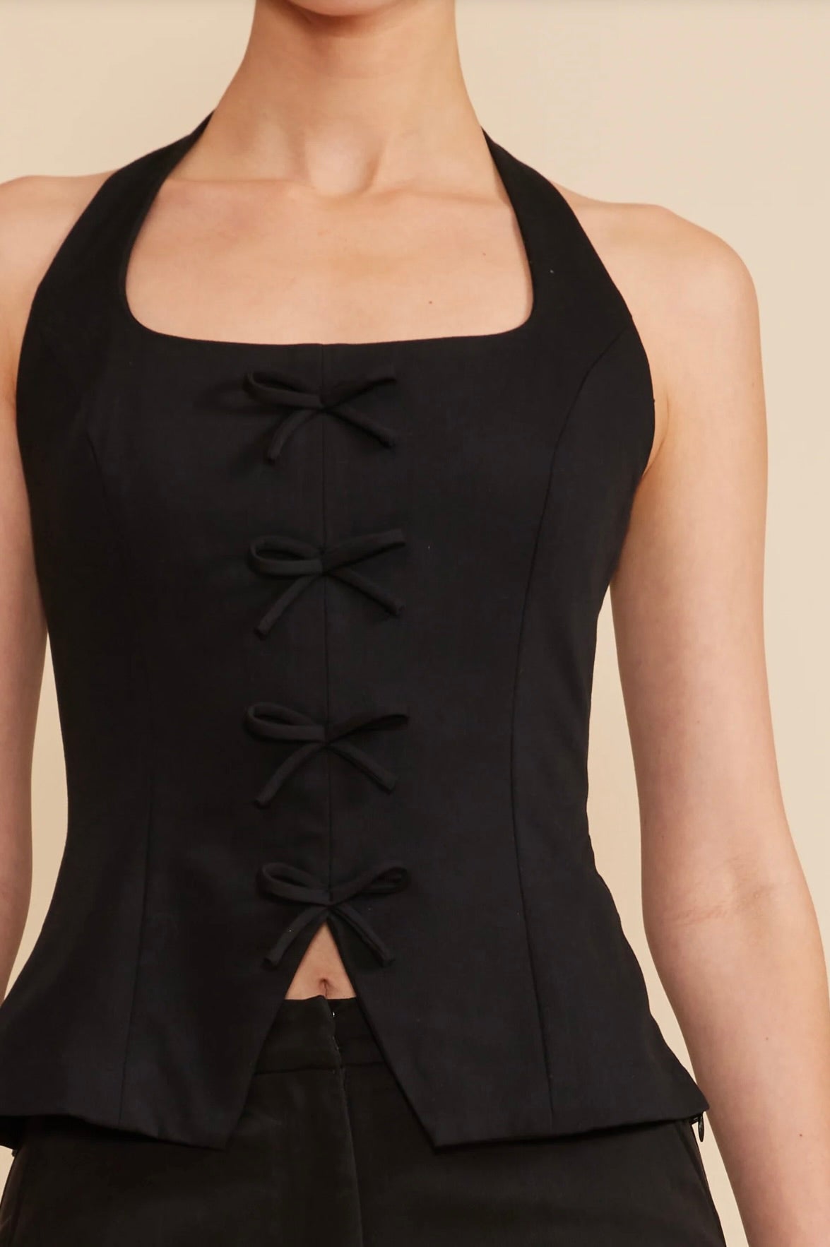 Clementine Halter Vest for Women - Black Sleeveless Tank Top | Summer Fashion, Beachwear, Casual Outfit