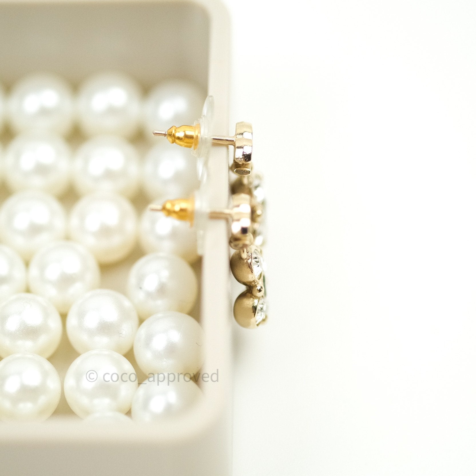 Chanel CC Drop Earrings with Crystals in 18K Gold - Elegant Luxury Jewelry for Women, Perfect for Parties, Weddings & Special Occasions
