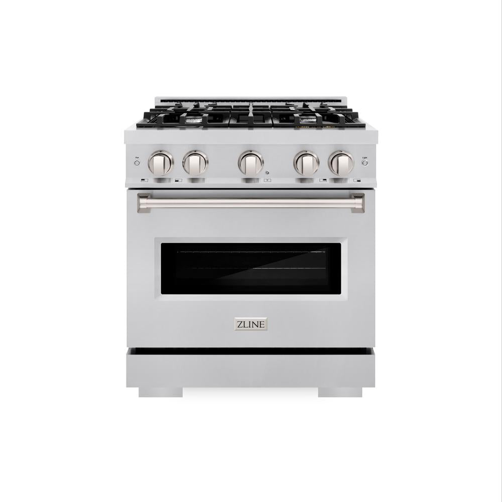 ZLINE 30 Inch 4.2 Cu. Ft. Stainless Steel Gas Range with 4 Burner Cooktop & Convection Oven - Perfect for Home Kitchen, Baking, and Family Cooking (Model CGR30)
