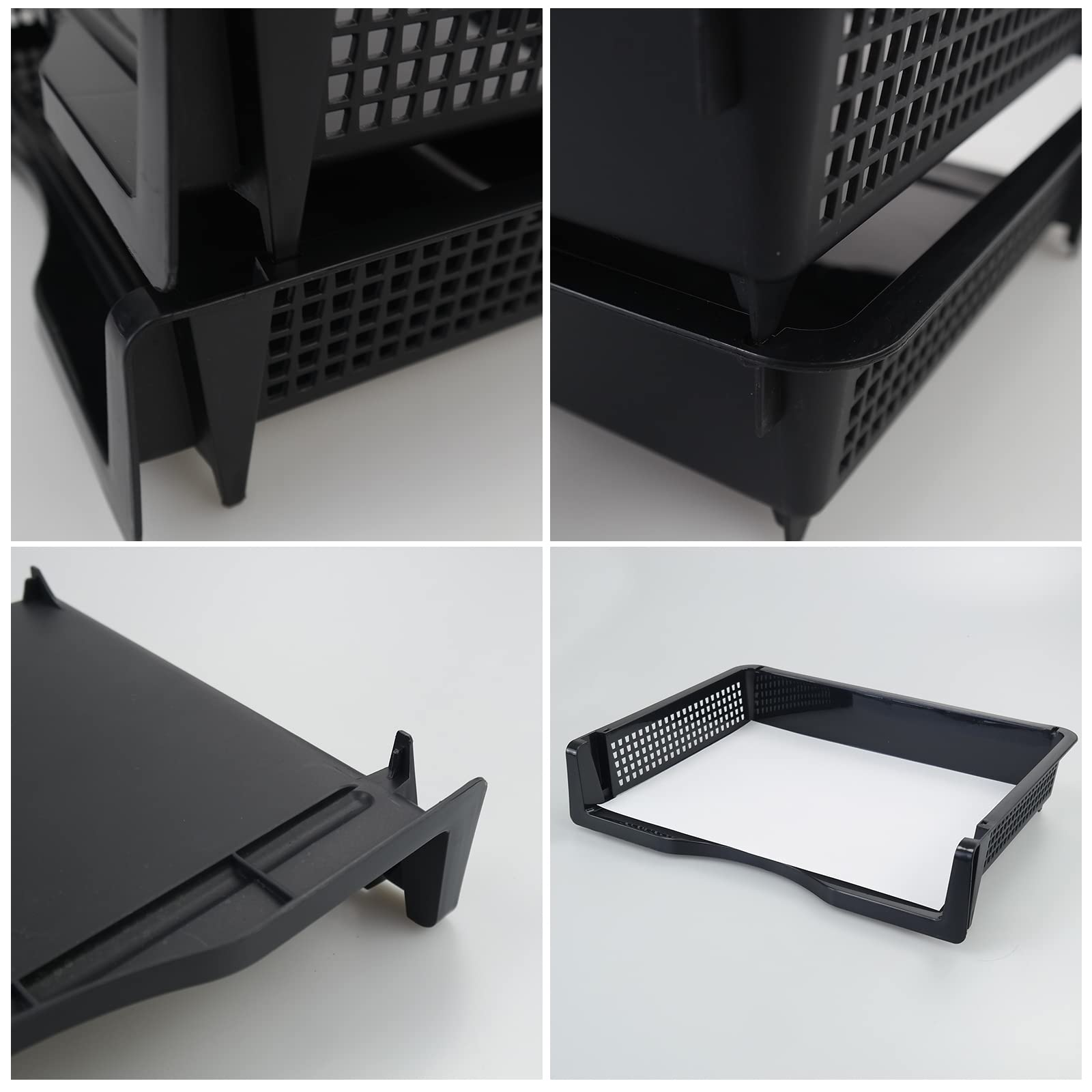 Ggbin 6 Tier Stackable Desktop Organizer - A4 Paper File Storage Tray, Black | Perfect for Office, Home & School Organization