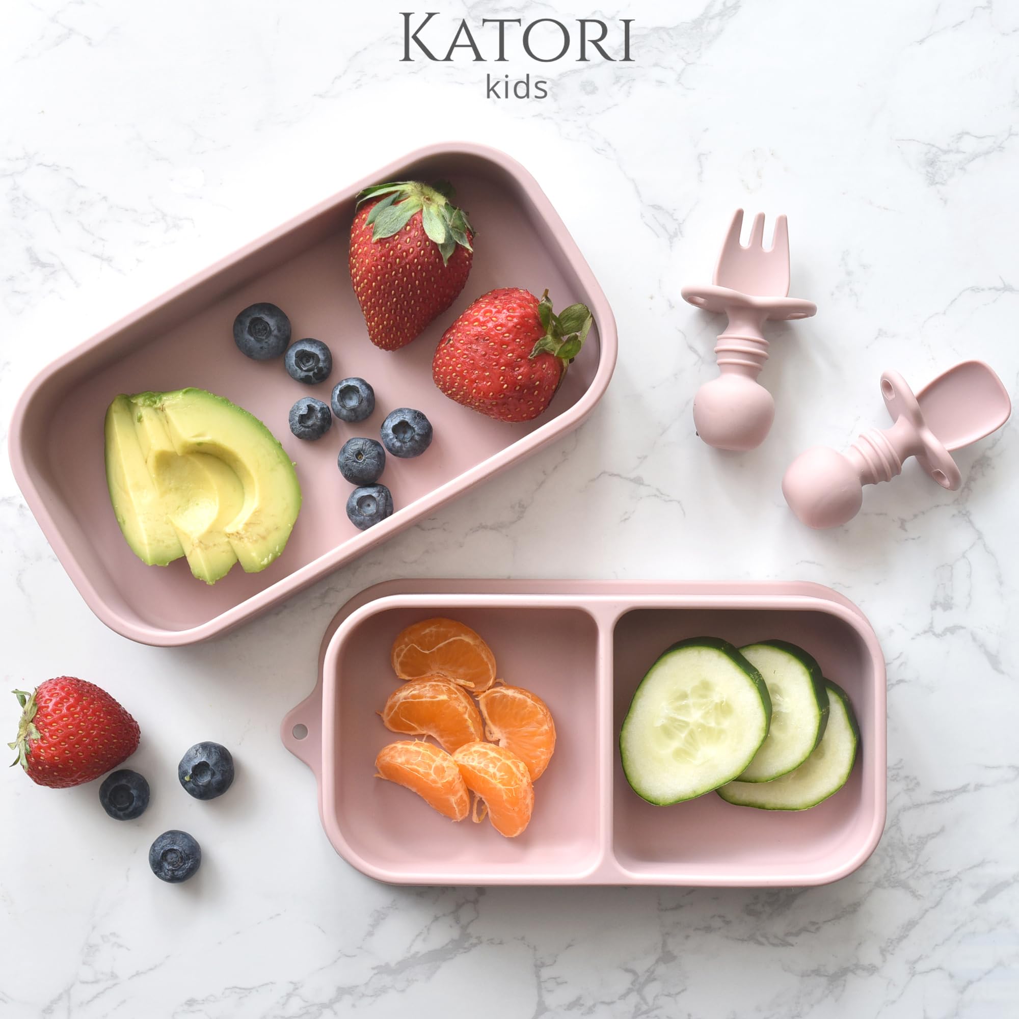 KATORI KIDS 5-Piece Silicone Suction Plate Set for Babies & Toddlers | Non-Slip Travel Feeding Bowl with Portable Storage Bag | BPA-Free Baby Dish for Home, Restaurant & Airplane Travel | Perfect Toddler Mealtime Essentials