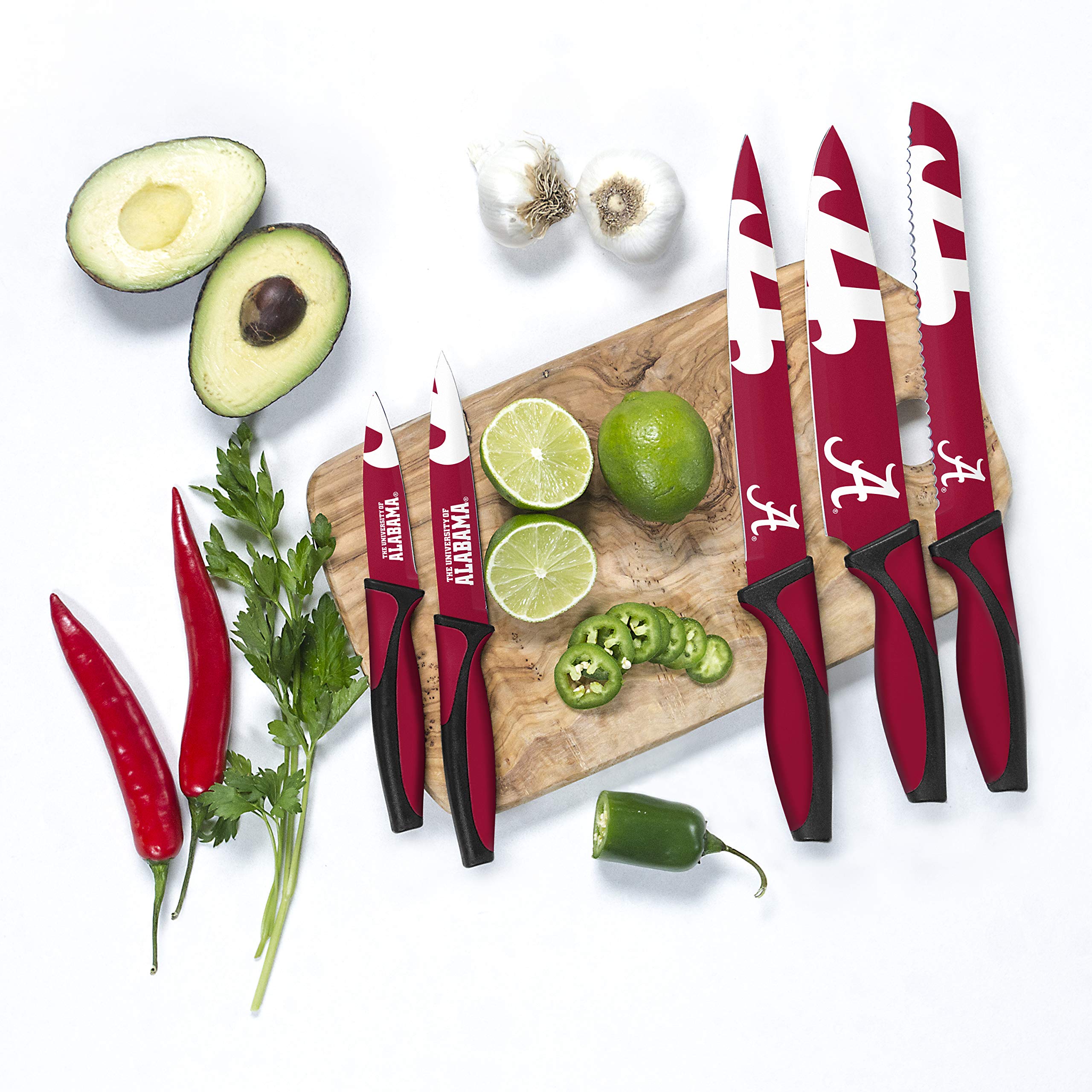 NCAA Kitchen Knives Set - 5-Piece Stainless Steel Chef, Bread, Carving, Utility & Pairing Knives - Dishwasher Safe - Perfect Gift for Sports Fans - Ideal for Cooking, Slicing Bread, Carving Meats & Food Prep
