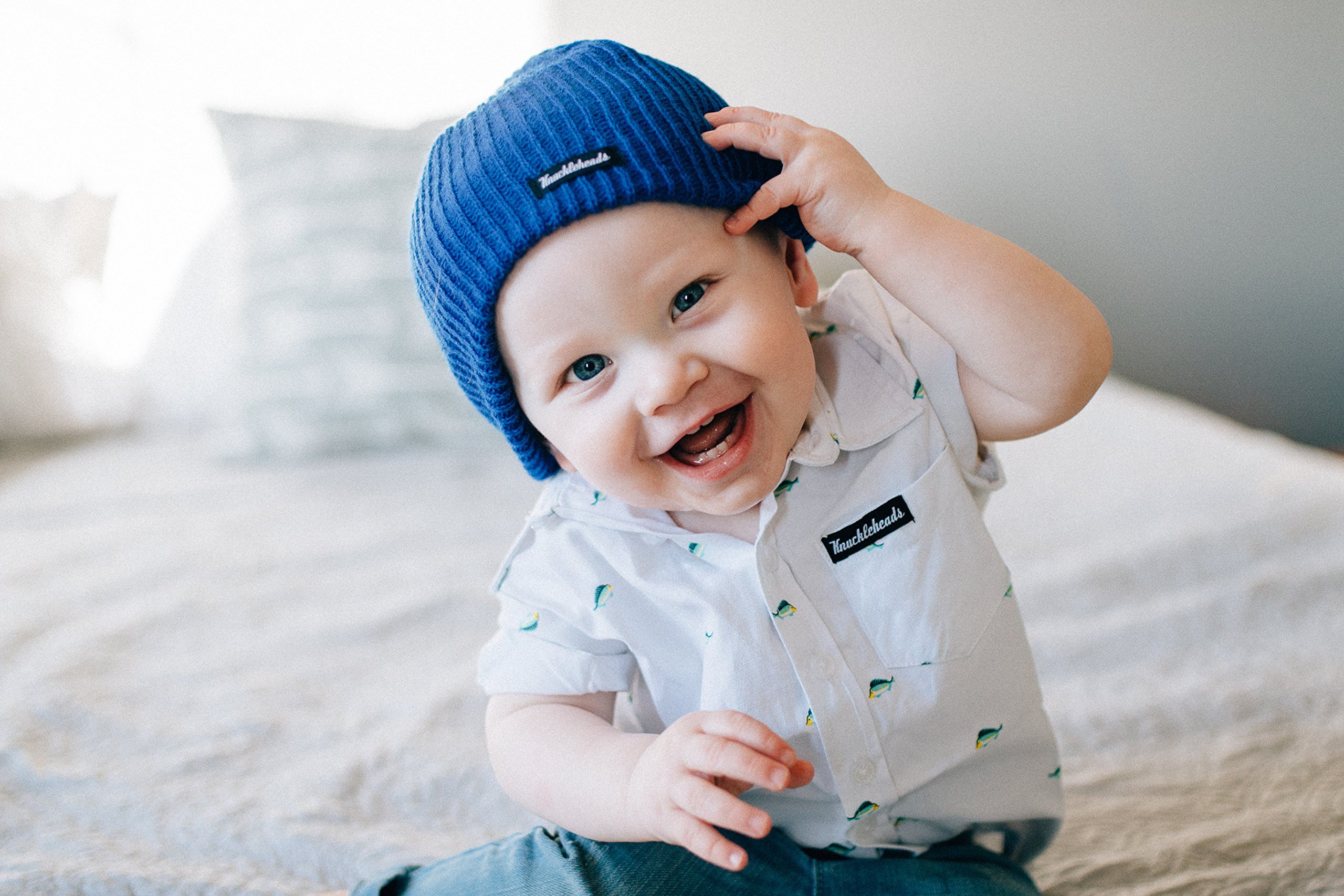 Born to Love Baby Boy's Stripe Beanie Hat - Soft Cotton Newborn Winter Hat for Boys - Perfect for Outdoor Photos & Cold Weather