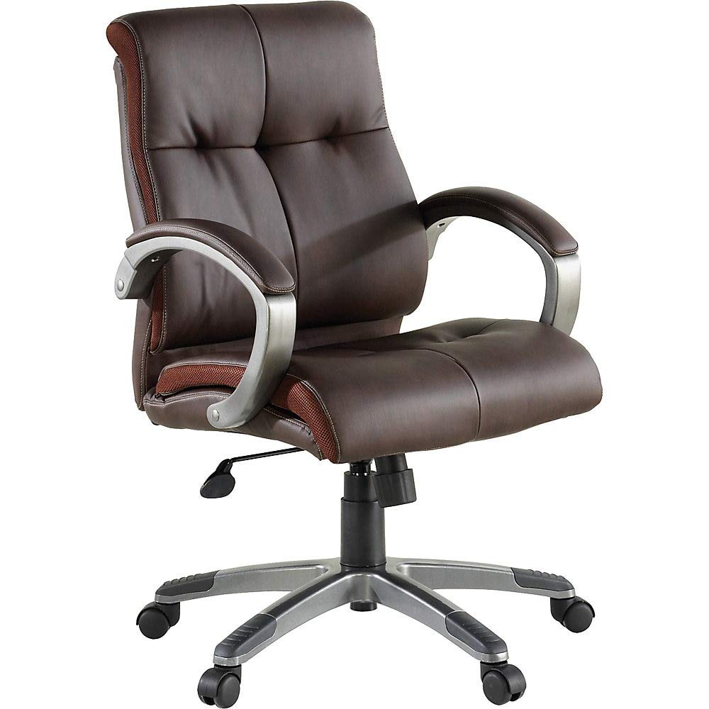 Lorell Brown Managerial Chair - Ergonomic Office Chair for Managers & Executives - High Back Leather Chair with Adjustable Height & Lumbar Support - Perfect for Home Office, Conference Rooms & Corporate Settings
