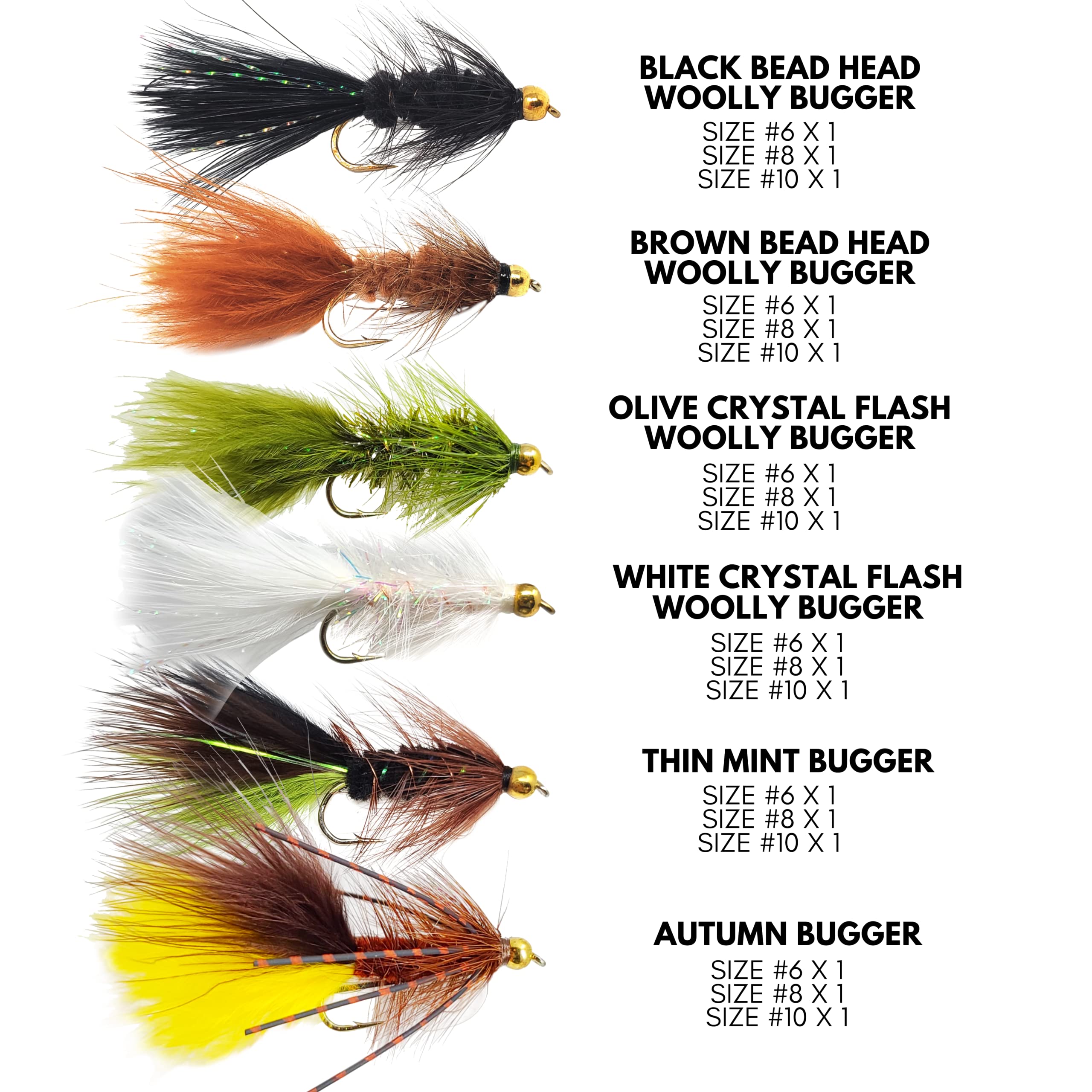 Premium Woolly Bugger Flies for Trout Fishing - Assorted Streamer Fly Set | Perfect for Freshwater Fly Fishing, Bass & Panfish | Ideal for Rivers, Lakes & Streams