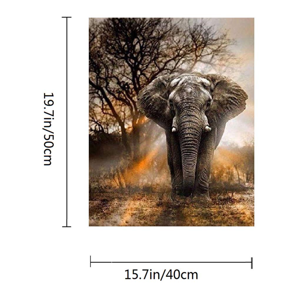 ACANDYL DIY Paint by Numbers Kit for Adults Beginners - Elephant Themed 16x20 Inch Canvas with Acrylic Paints | Fun Relaxing Art Therapy, Home Wall Decor & Gift Idea for Artists