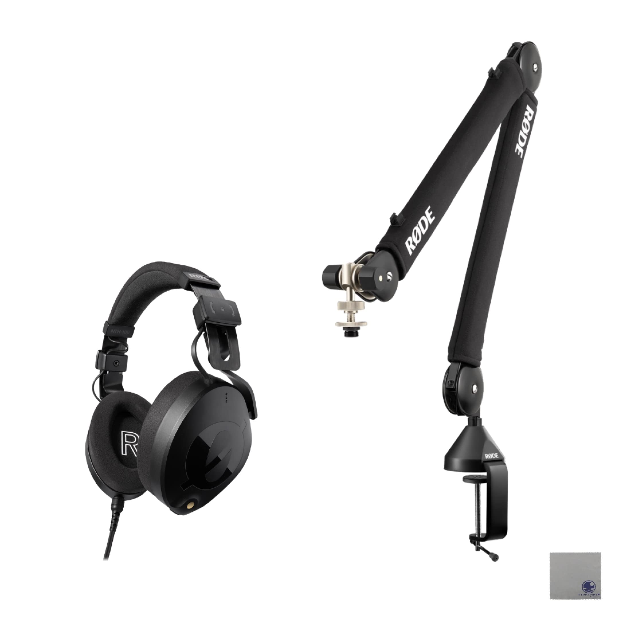 StreamEye Rode NTH-100 Professional Studio Over-Ear Headphones with Rode PSA1+ Microphone Boom Arm & Polishing Cloth Bundle - Perfect for Podcasting, Gaming, and Home Studio Recording