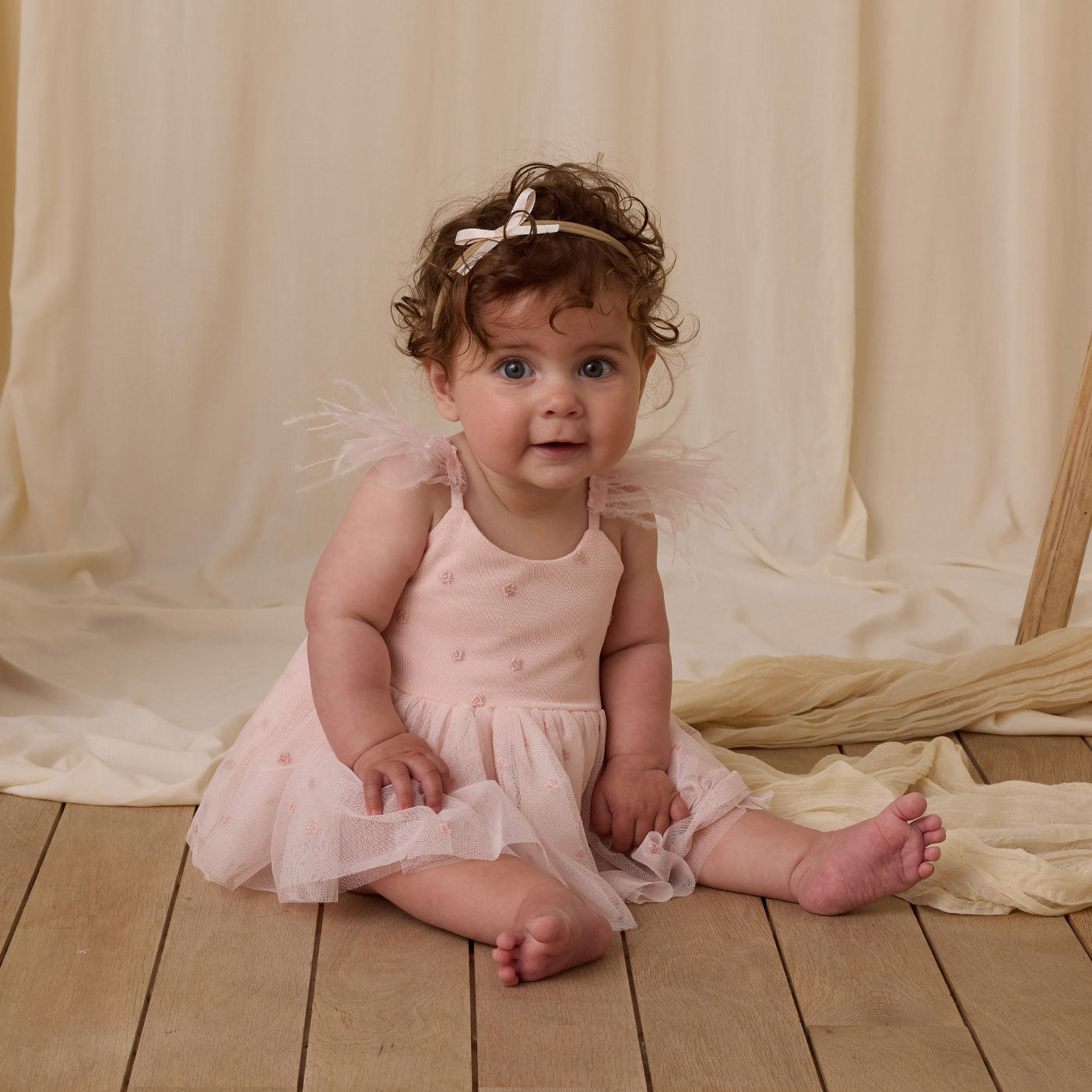 Baby Bow Headbands for Girls - Soft Powder Blue, Blush Pink & Ivory Headbands - Perfect for Newborn Photography, Birthday Parties & Daily Outfits