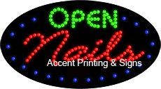 Open Nails Flashing & Animated LED Sign - High Impact, Energy Efficient Neon Light for Salon, Barbershop, and Nail Studio Decor
