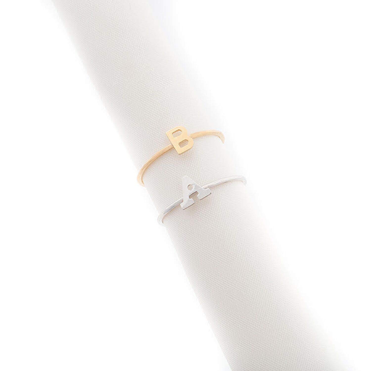 Initial Letter Monogram Stackable Rings for Women - 10K Yellow Gold, White Gold, Rose Gold & Sterling Silver Alphabet Rings - Personalized Jewelry Gift for Girls, Teens - Perfect for Daily Wear, Stacking & Layering