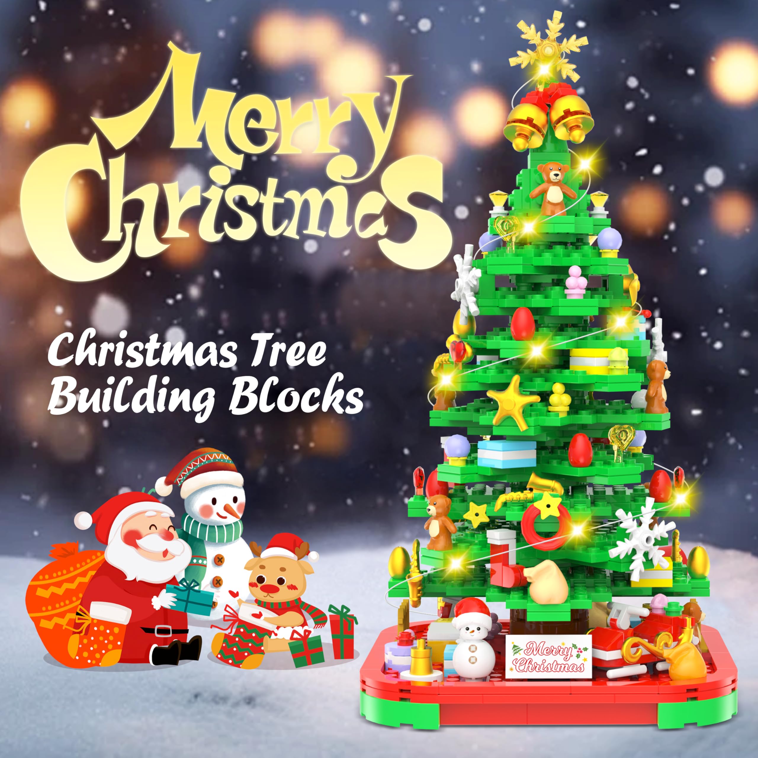 2025 Advent Calendar Building Blocks Kit - 24 Days Christmas Countdown with Light-Up Tree, Compatible with Lego | Holiday Countdown Toy for Kids & Adults | Perfect for Family Christmas Traditions & DIY Decorations