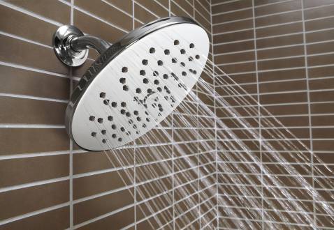 Moen S6360EP 8-Inch Eco Performance Rainshower Shower Head in Chrome - Water Saving Luxury Showerhead for Spa-Like Bathroom Experience