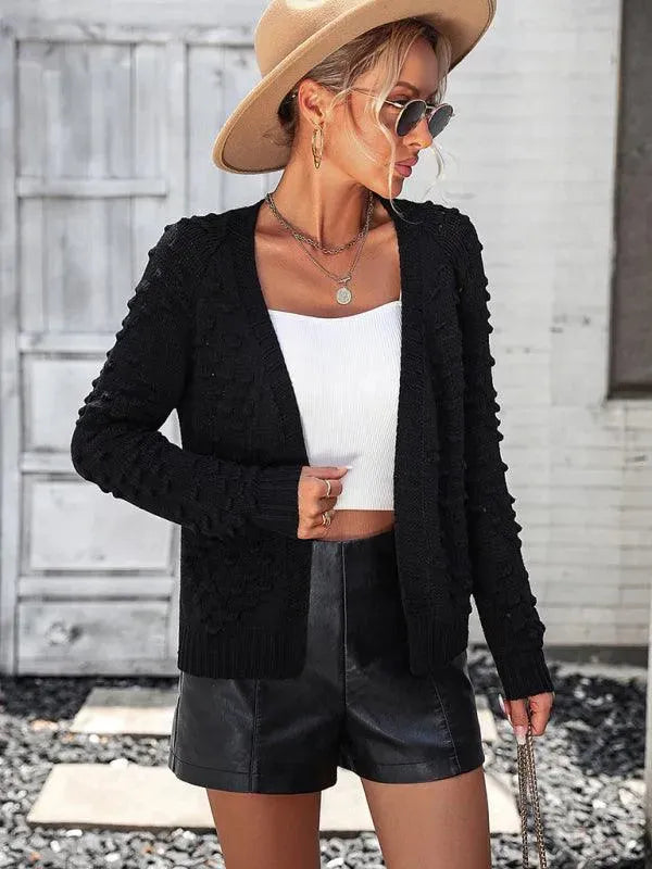 3D Pattern Cardigan Sweater for Women - Cozy Knit Open Front Long Sleeve Wrap - Perfect for Fall, Winter & Layering Outfits
