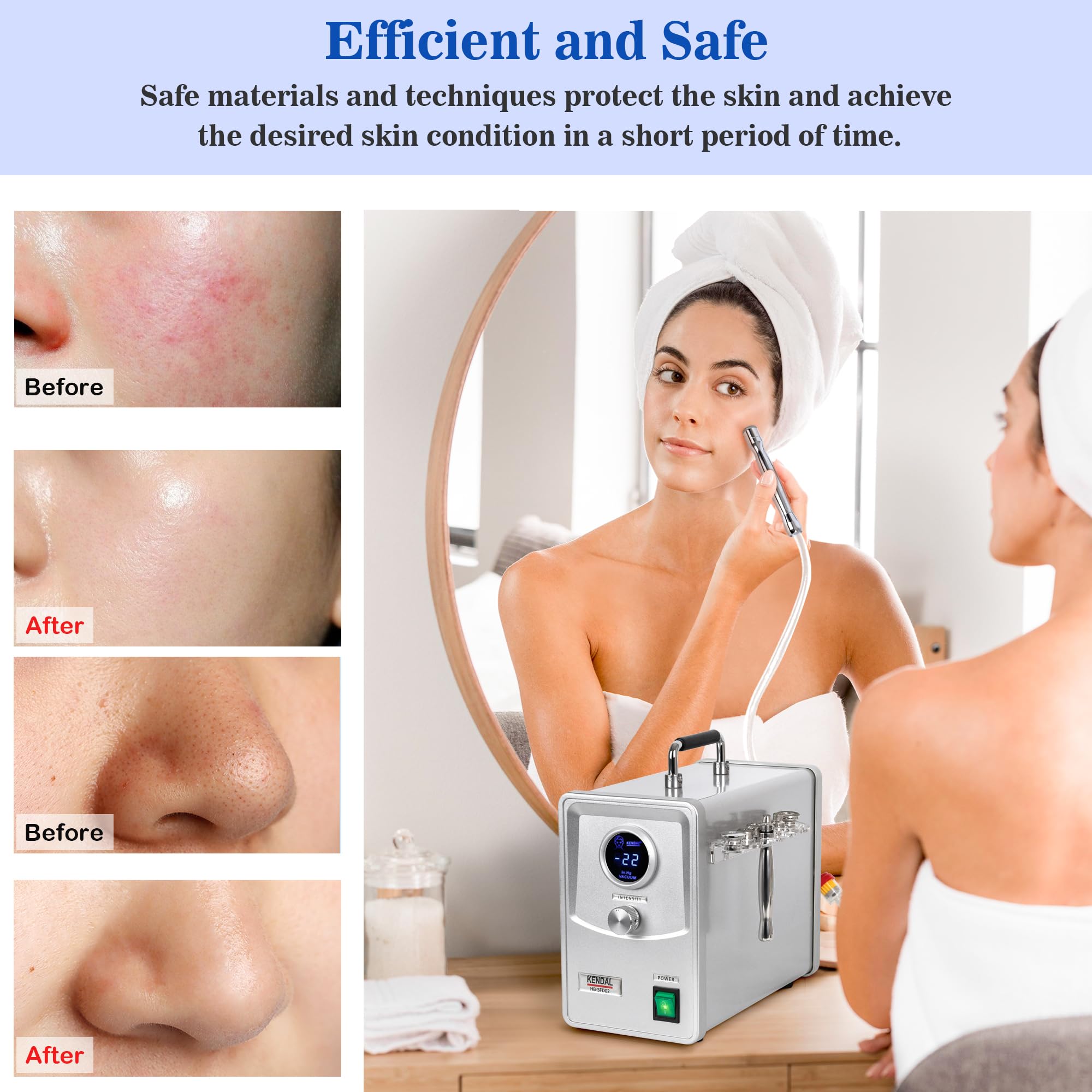 Professional Diamond Microdermabrasion Machine for Face - Digital Display Dermabrasion Device for Skin Exfoliation & Rejuvenation, Home & Salon Use, 110V-220V HB-SFD02 - Perfect for Anti-Aging, Acne Treatment & Glowing Skin Care Routine
