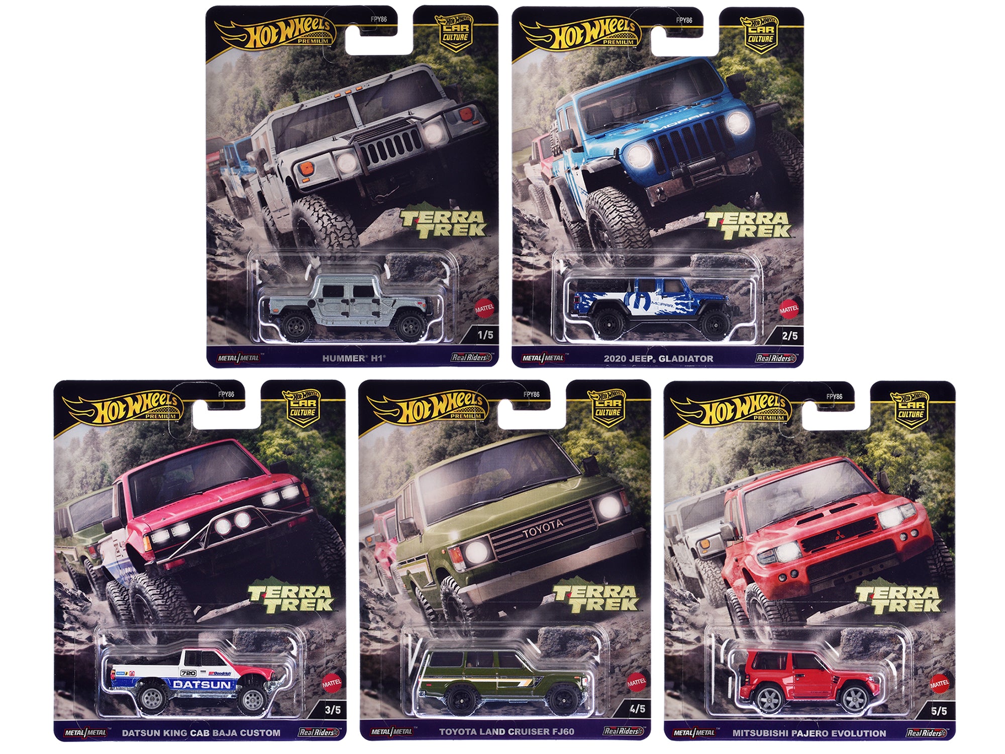 Hot Wheels Terra Trek 5-Piece Diecast Car Set - 2024 Series C Collectible Model Cars for Adults & Kids | Perfect for Display, Gifts, and Racing Play