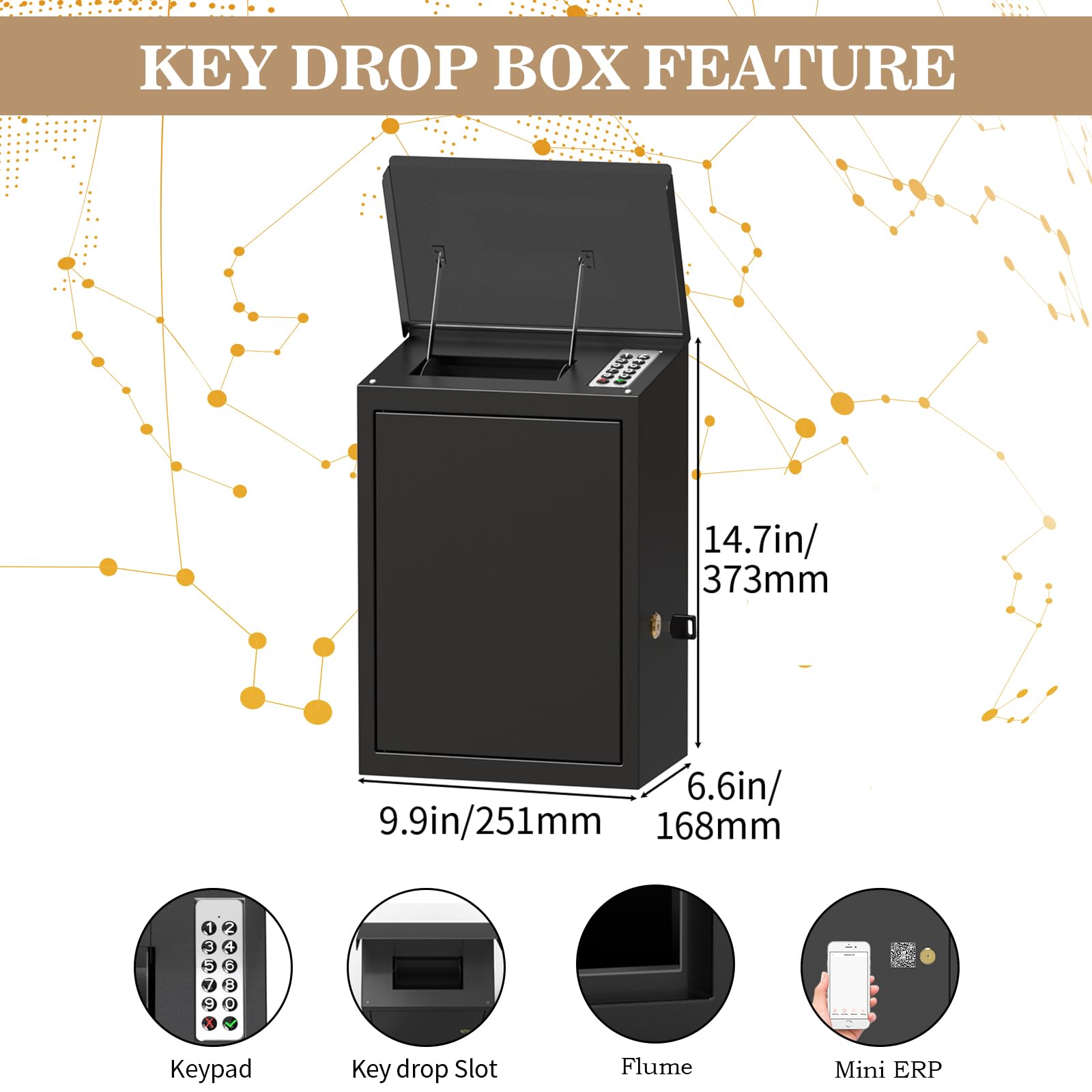 Smart Key Drop Box with Secure Lock - Wall Mounted Outdoor Key Return Box for Home, Business & Car Rental - Anti-Theft & Waterproof Design - Perfect for After-Hours Cash Drops, Hotels & Automotive Key Exchange
