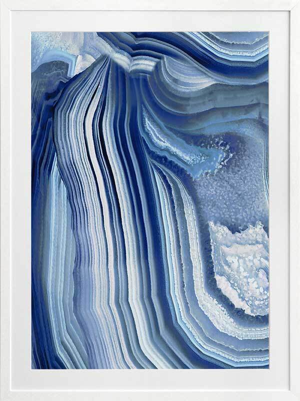 Agate Indigo II Framed Art Print - Blue Crystal Geode Wall Decor - Perfect for Living Room, Bedroom & Office Decor