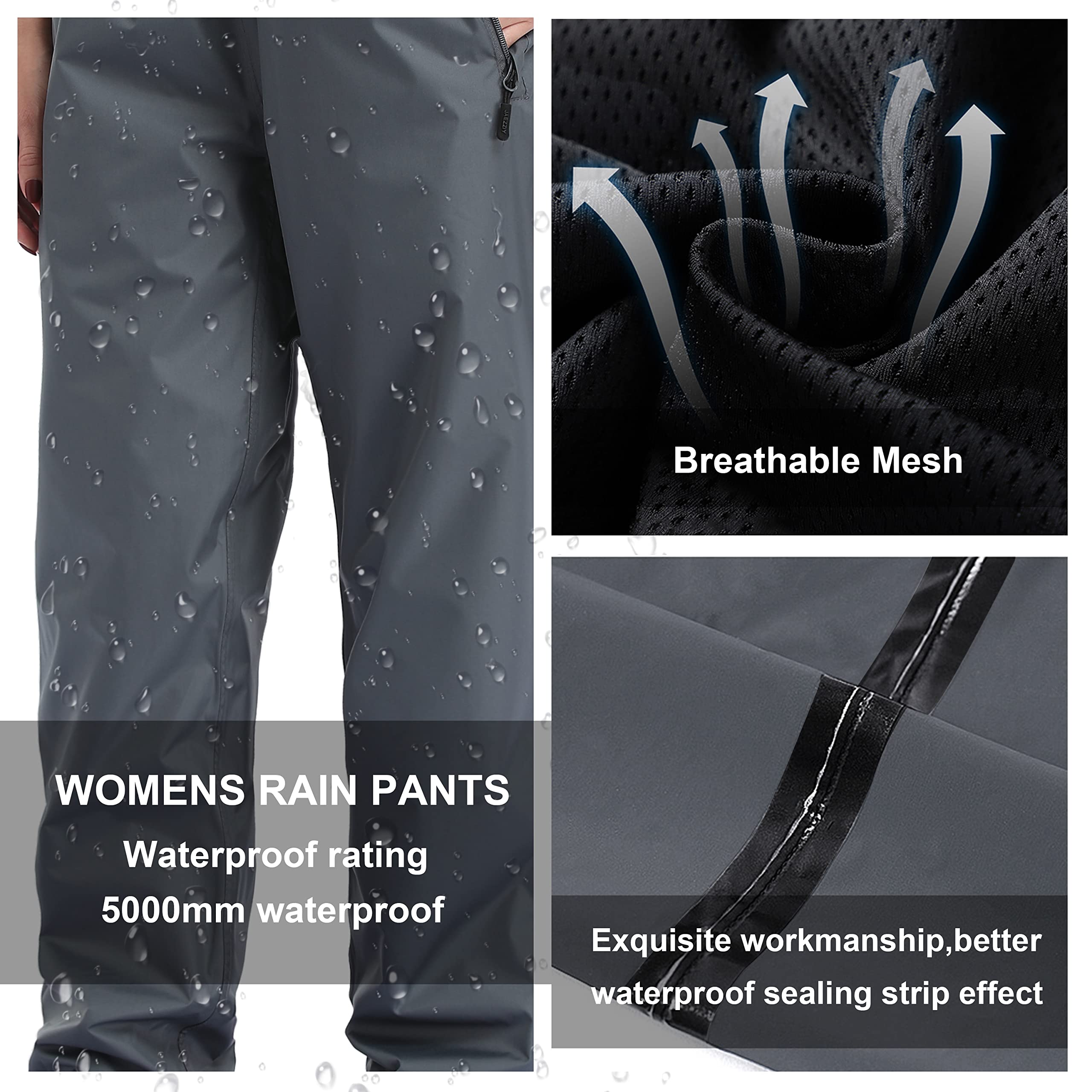 Waterproof Rain Pants for Women - Windproof & Reflective Outdoor Pants for Golf, Motorcycle, Hiking & Cycling | Perfect for Rainy Weather & Outdoor Adventures