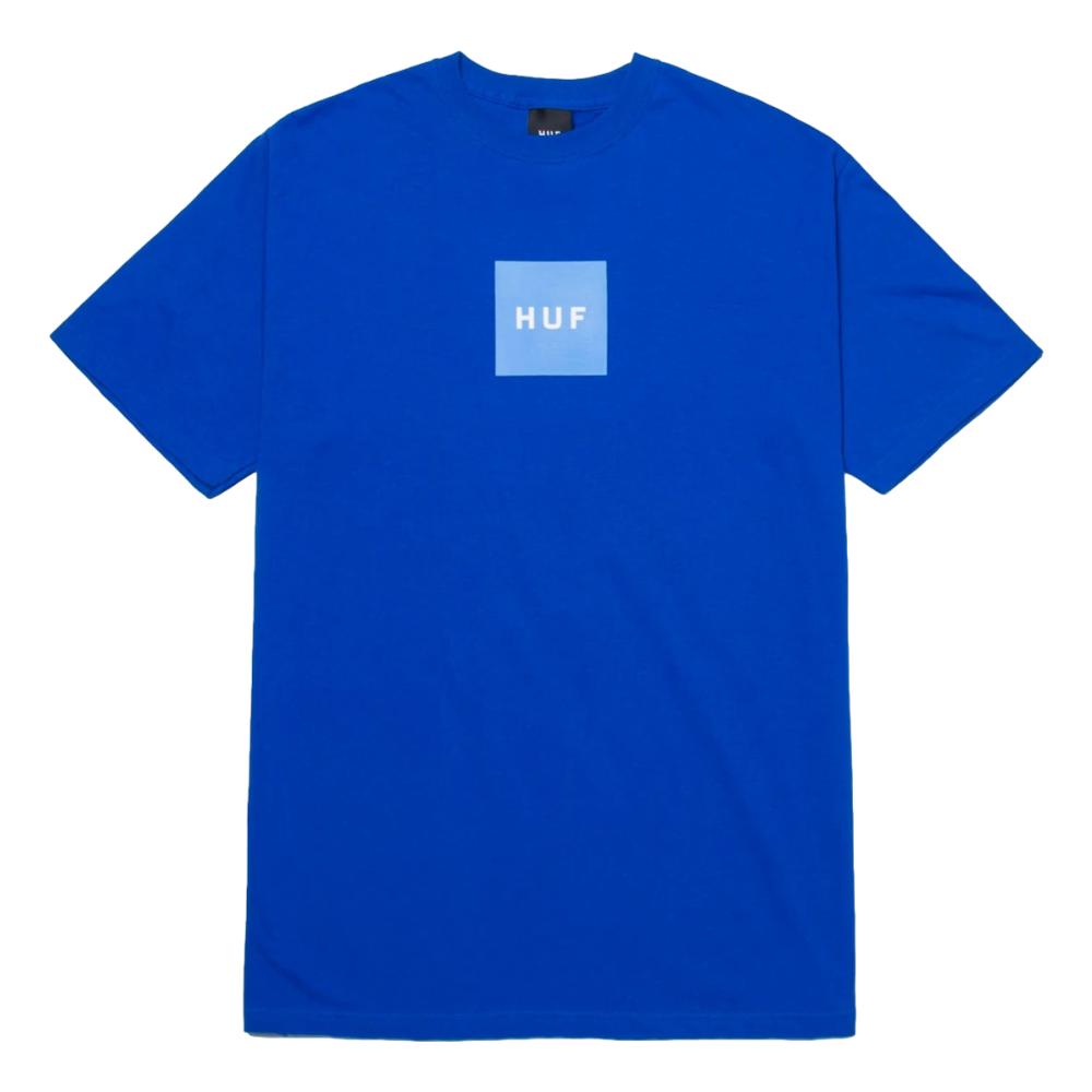 HUF Essentials Box Logo Short Sleeve T-Shirt - Deep Marine Blue - Casual Streetwear for Men & Women - Perfect for Everyday Wear, Gym, and Outings